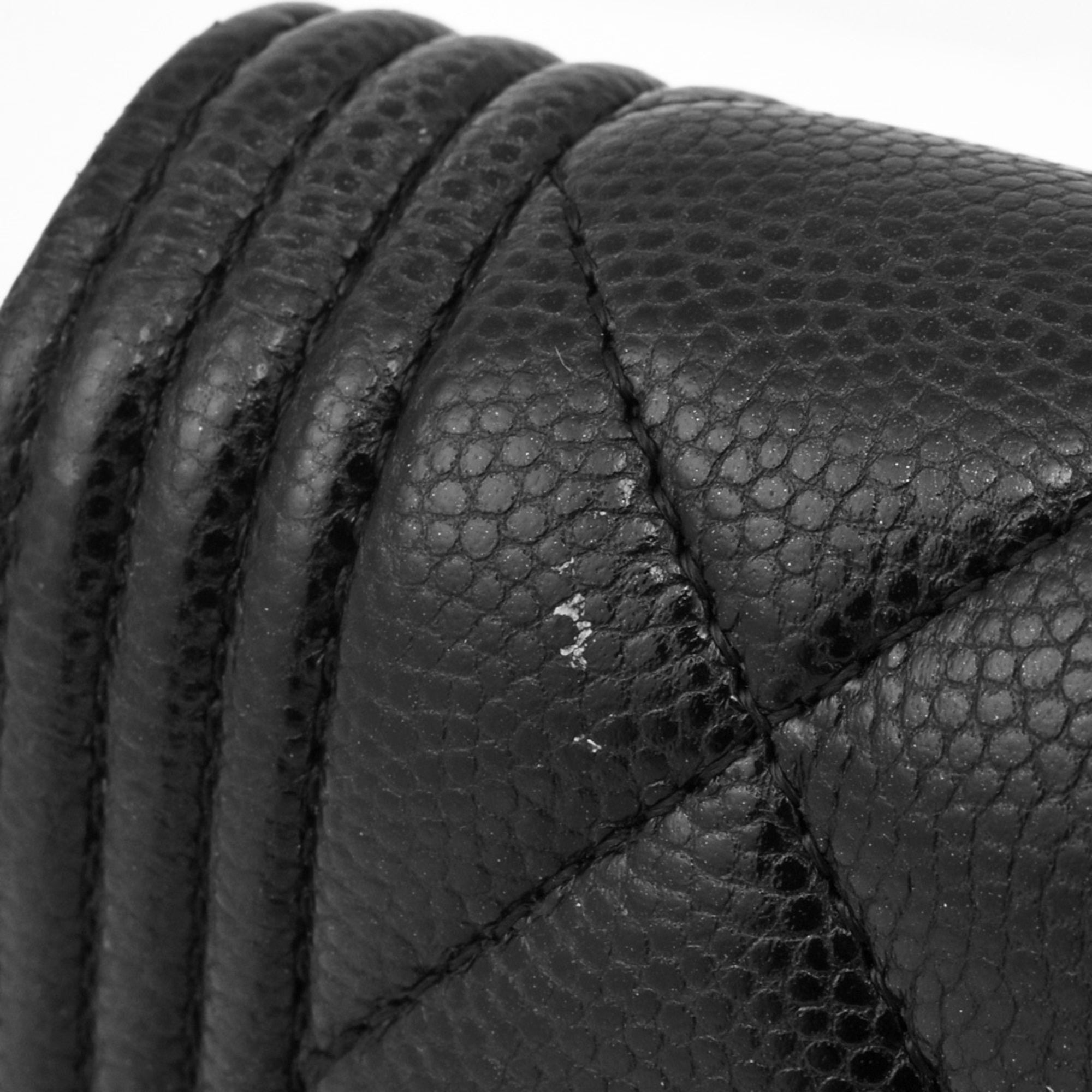 Chanel Boy Chanel Black Grained Calfskin Chain/Shoulder Wallet (Pre-Owned)
