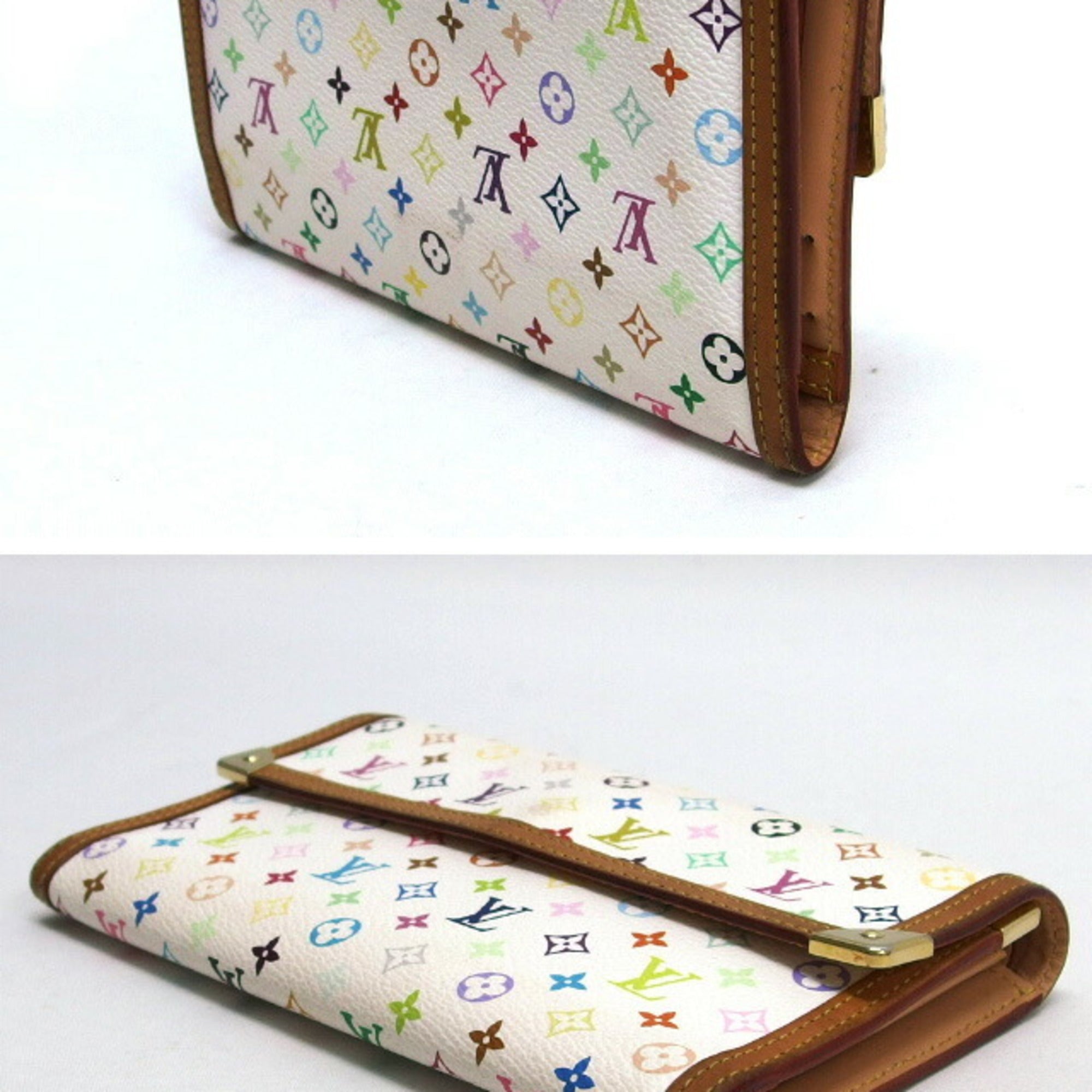 Louis Vuitton Blanc Monogram Multicolore Canvas Long Wallet (Tri-Fold) (Pre-Owned)