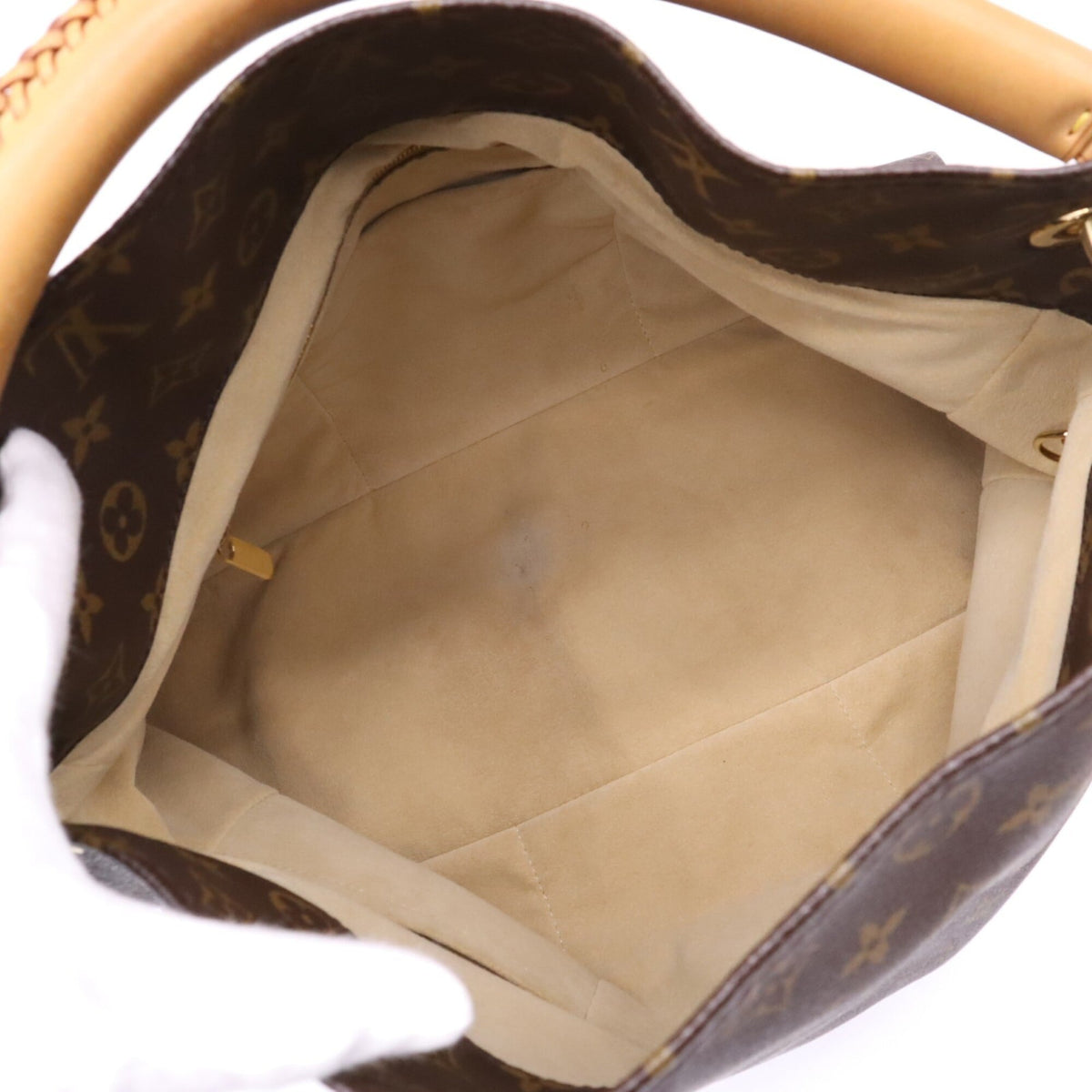 Louis Vuitton Beige Brown Coated Canvas Leather Handbag (Pre-Owned)