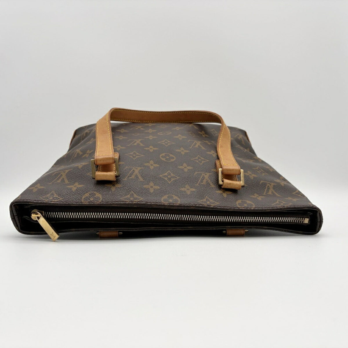 Louis Vuitton Brown Monogram Canvas Leather Shoulder Bag Tote Bag (Pre-Owned)
