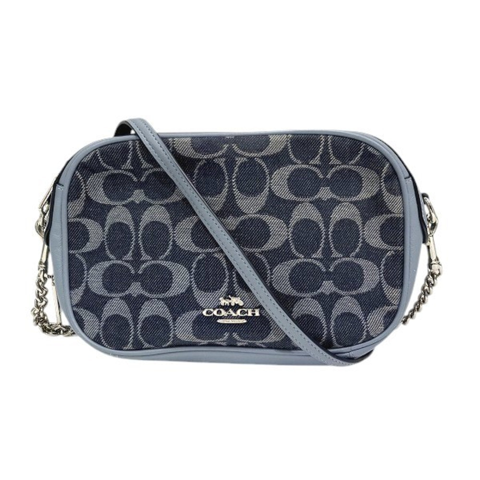 Coach Blue Canvas Leather Shoulder Bag (Pre-Owned)
