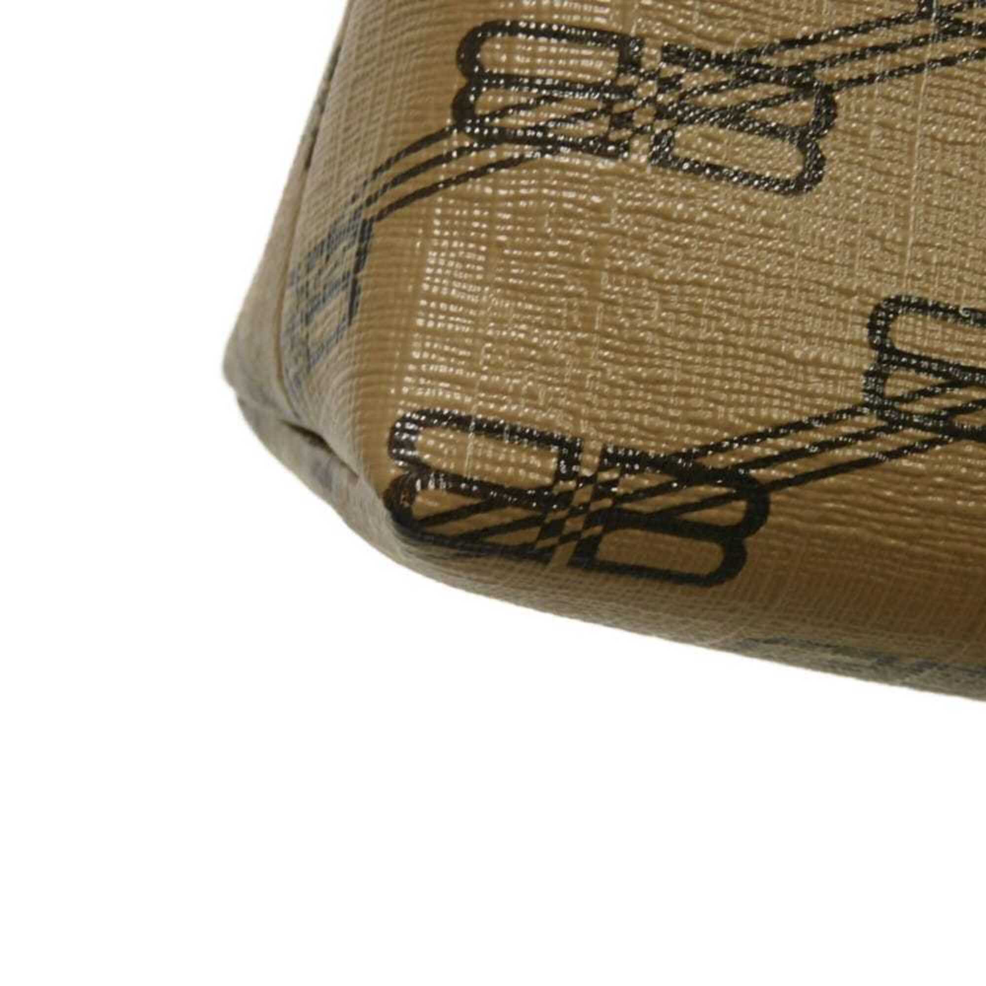 Balenciaga Beige Brown Coated Canvas Leather Clutch Bag Pouch (Pre-Owned)