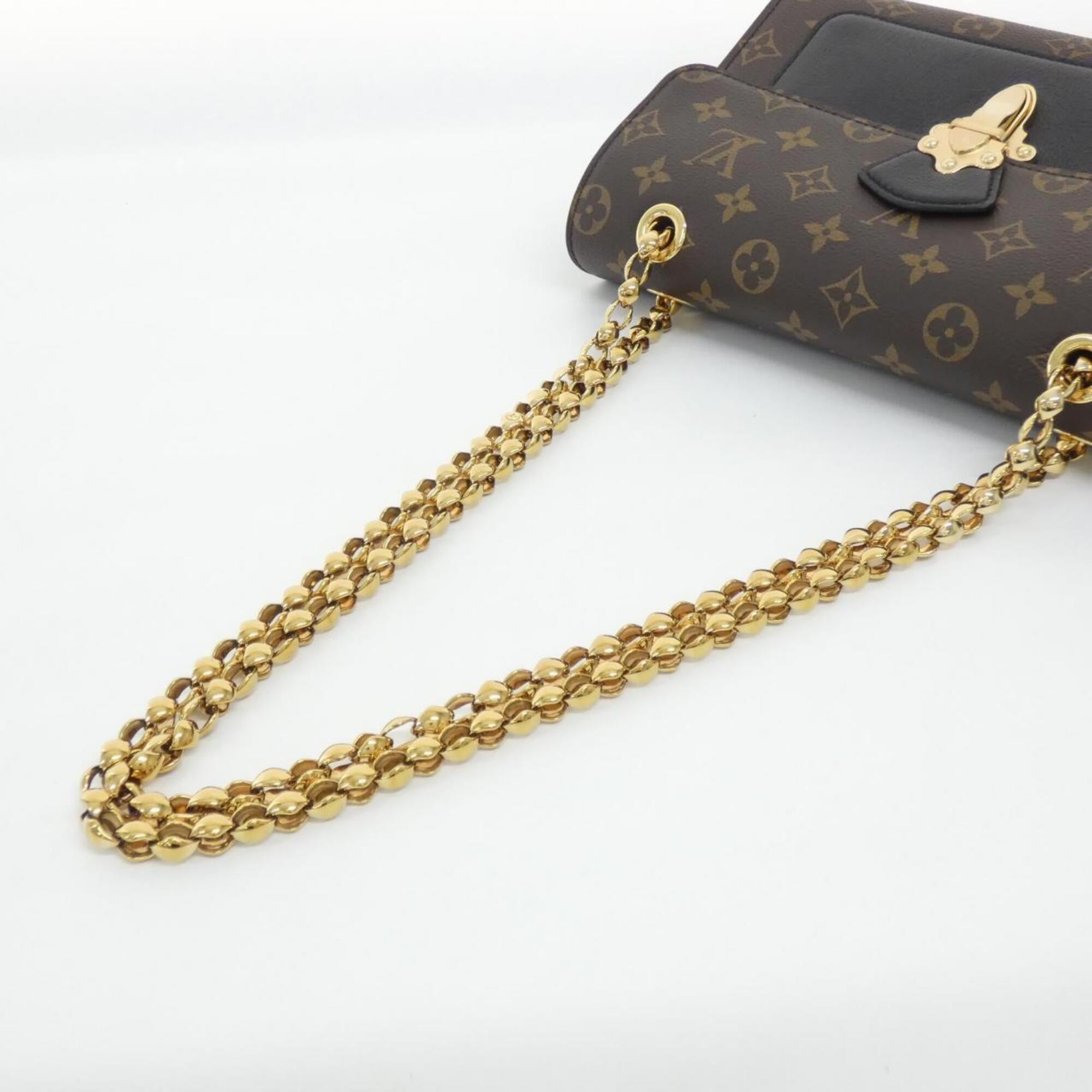 Louis Vuitton Black Brown Coated Canvas Shoulder Bag (Pre-Owned)