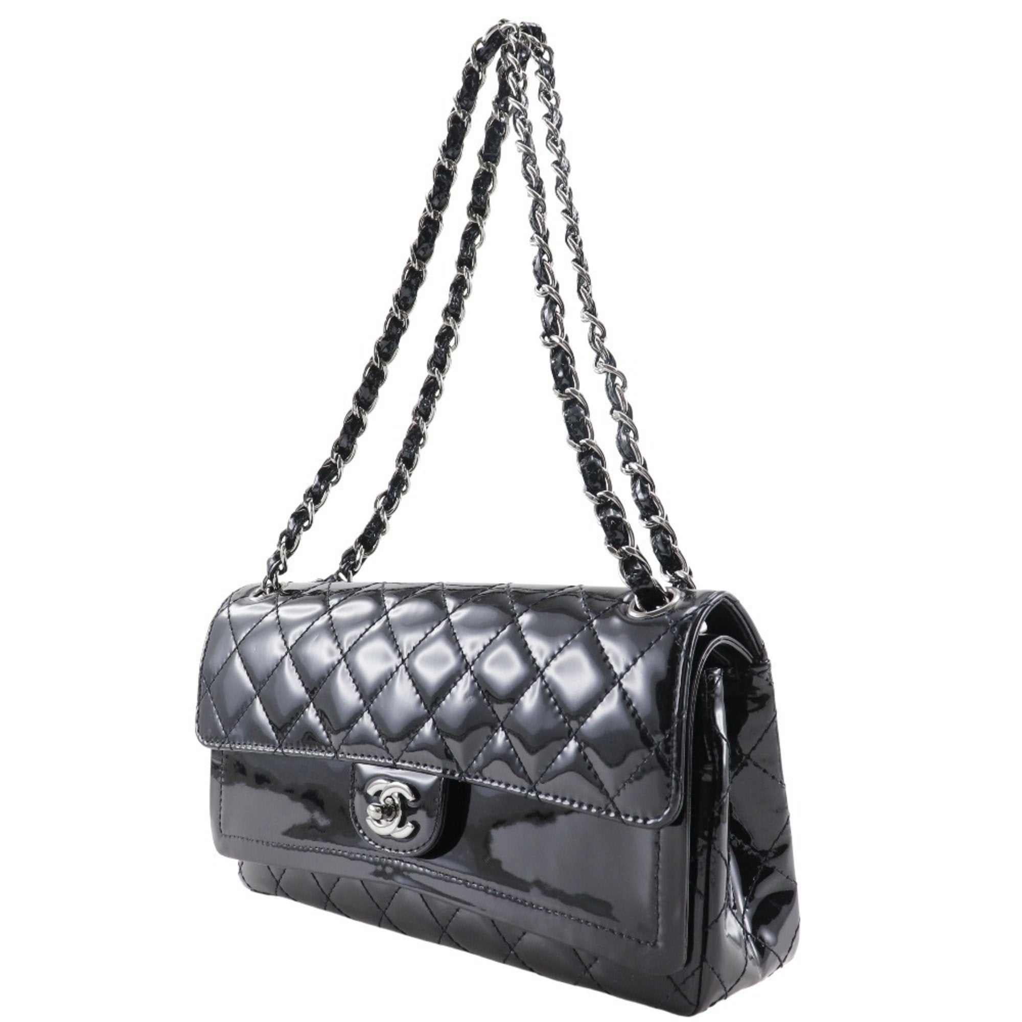 Chanel Black Patent Leather Shoulder Bag (Pre-Owned)