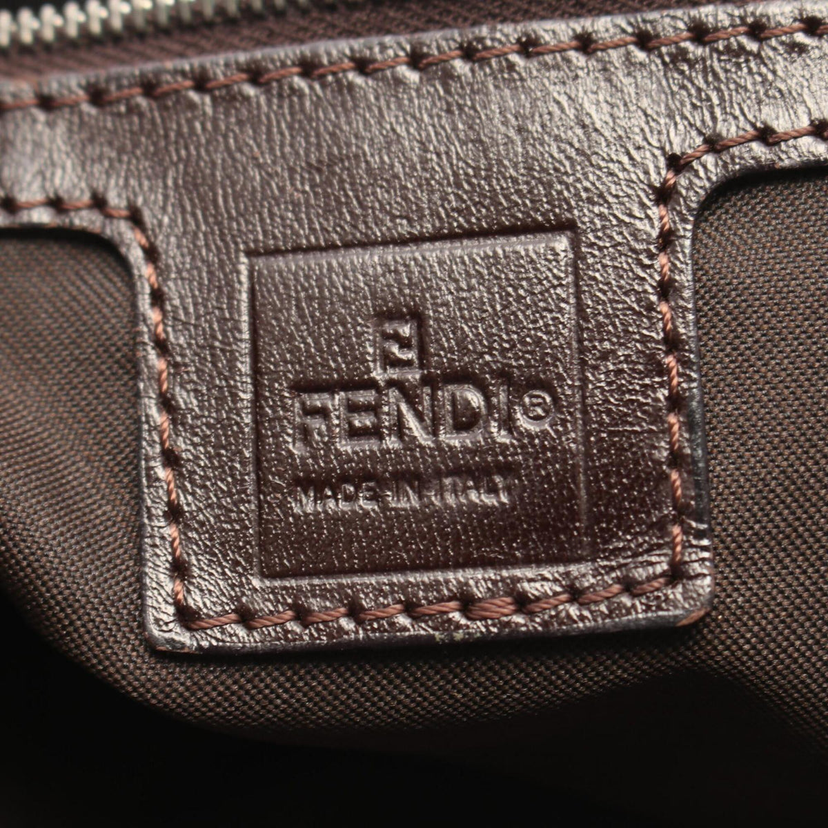 Fendi Zucca Black Brown Canvas Leather Handbag Shoulder Bag (Pre-Owned)