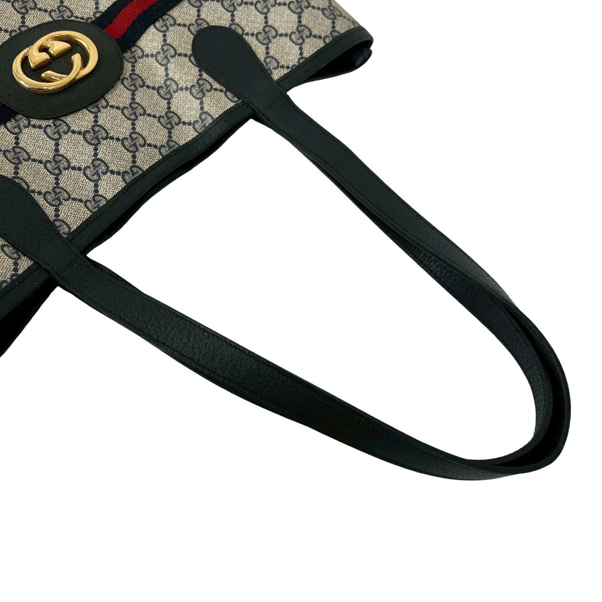 Gucci Navy Red Color Pvc Leather Handbag Tote Bag (Pre-Owned)