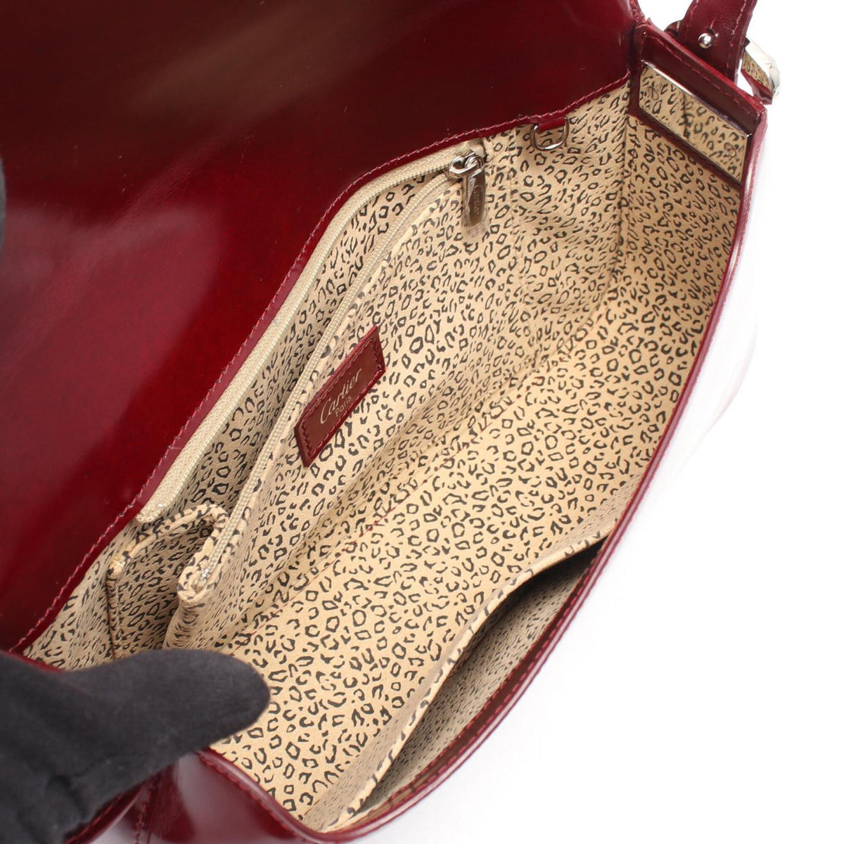 Cartier Panthère Bordeaux Leather Shoulder Bag (Pre-Owned)