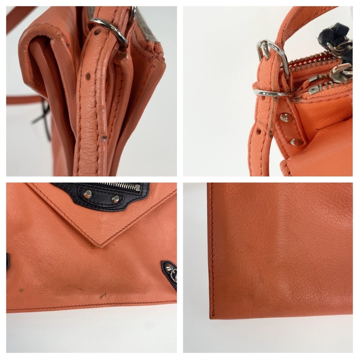 Balenciaga Pink Pink Orange Leather Pochette Shoulder Bag (Pre-Owned)