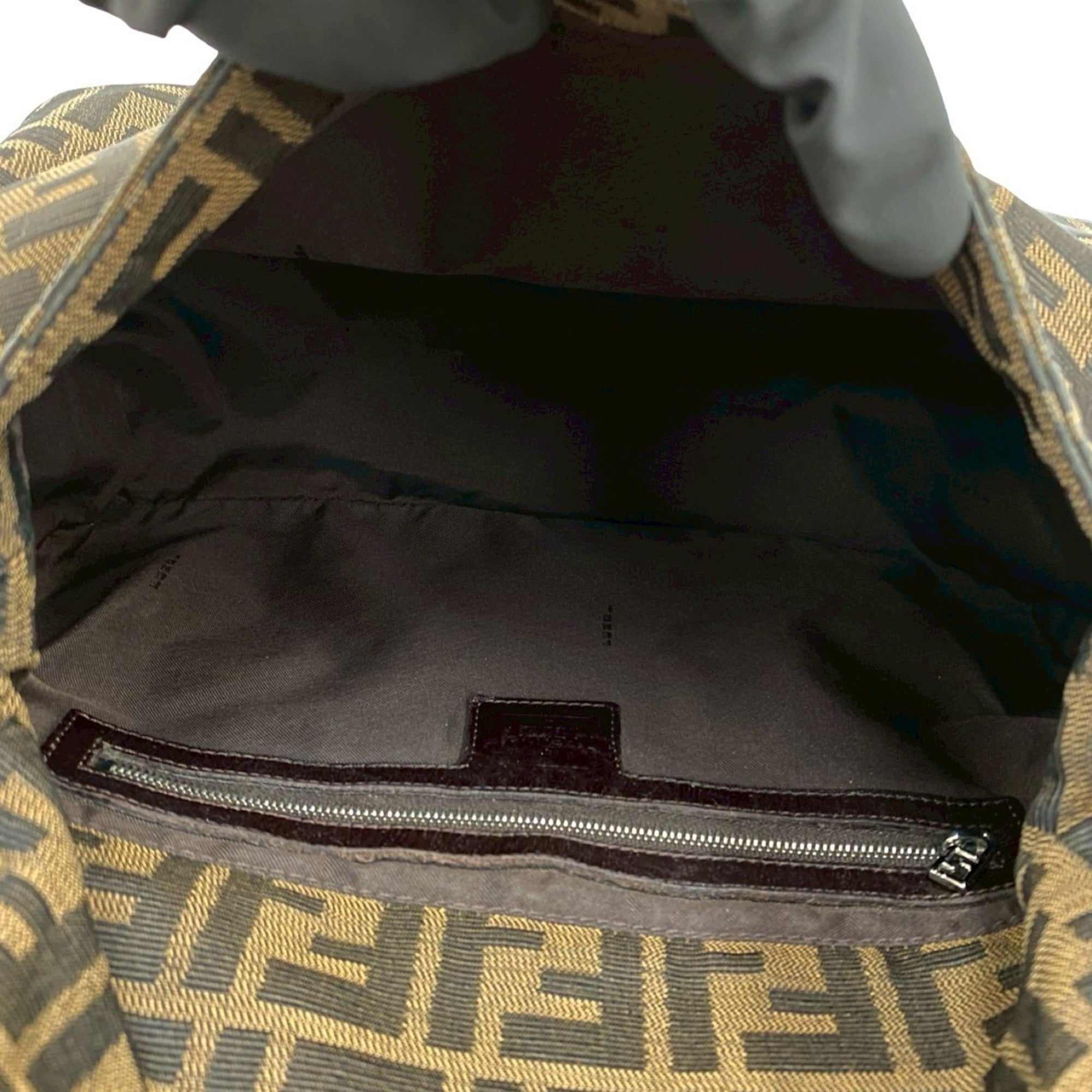 Fendi Brown Canvas Leather Handbag Shoulder Bag (Pre-Owned)