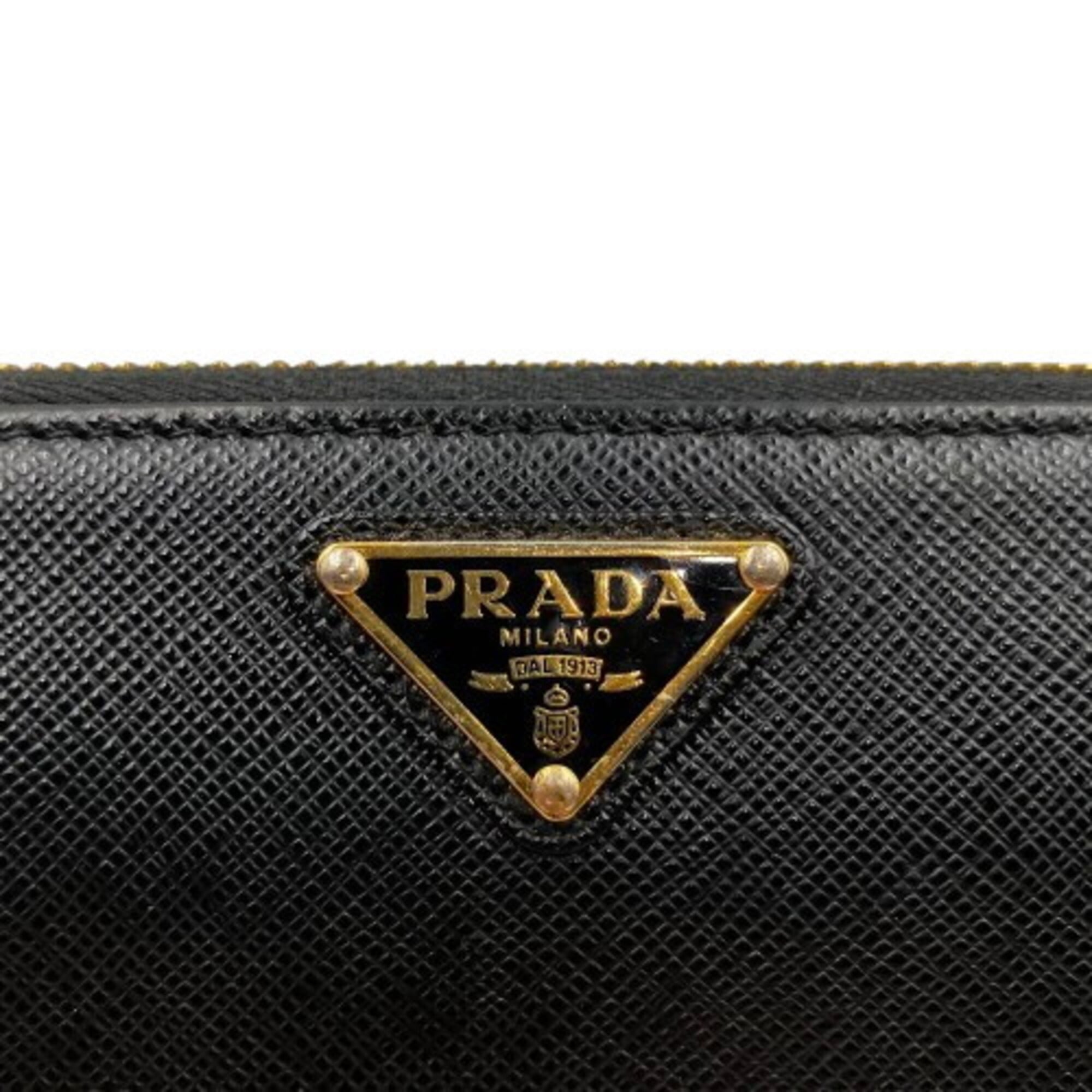Prada Black Leather Long Wallet (Bi-Fold) (Pre-Owned)