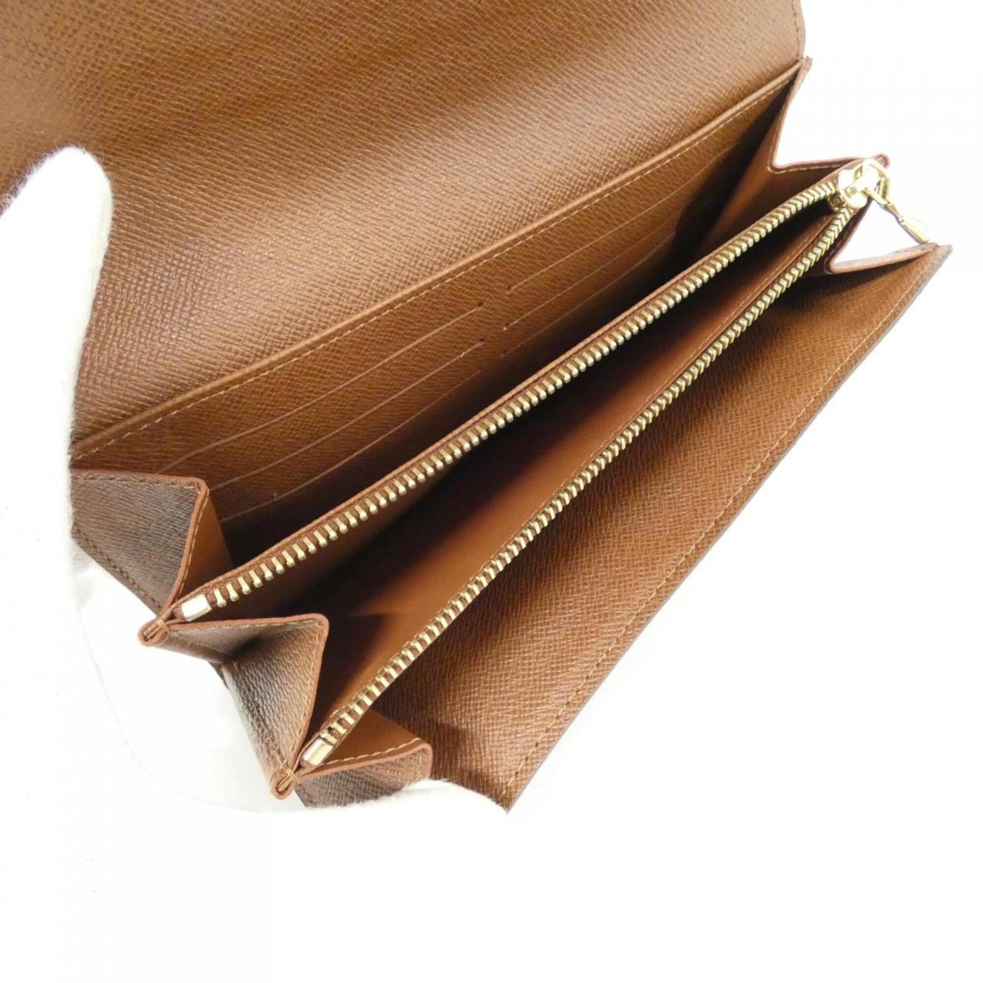 Louis Vuitton Brown Coated Canvas Long Wallet (Bi-Fold) (Pre-Owned)