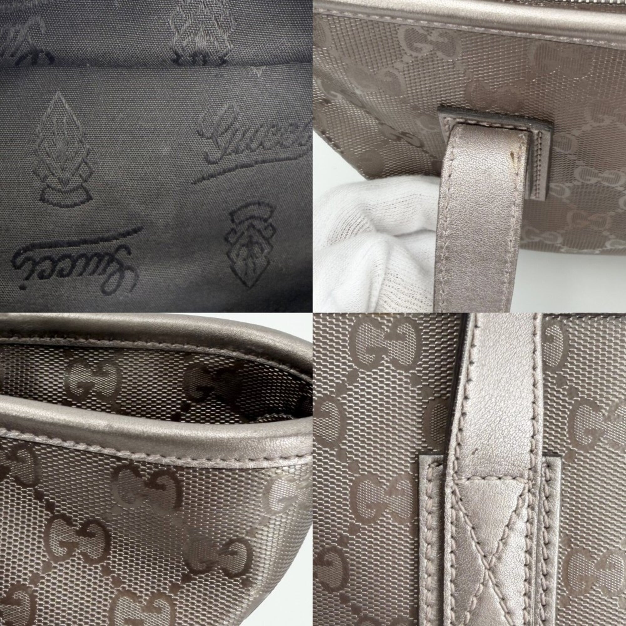 Gucci Metallic Gray Pvc Leather Handbag Tote Bag (Pre-Owned)