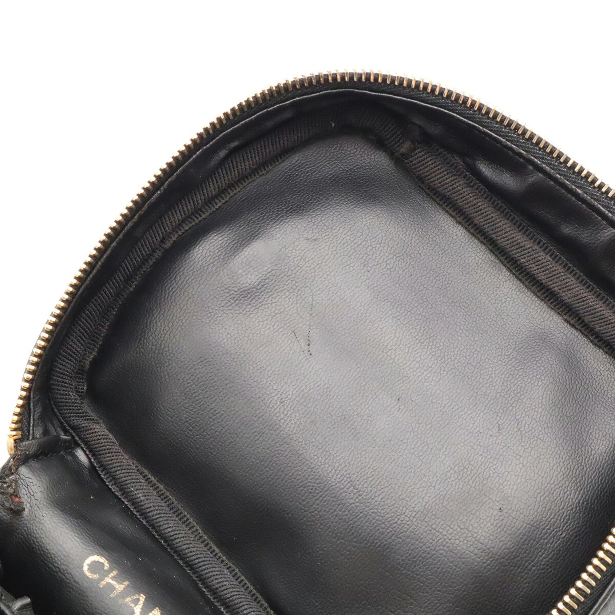Chanel Bicolor Black Leather Handbag Pouch Vanity Bag (Pre-Owned)