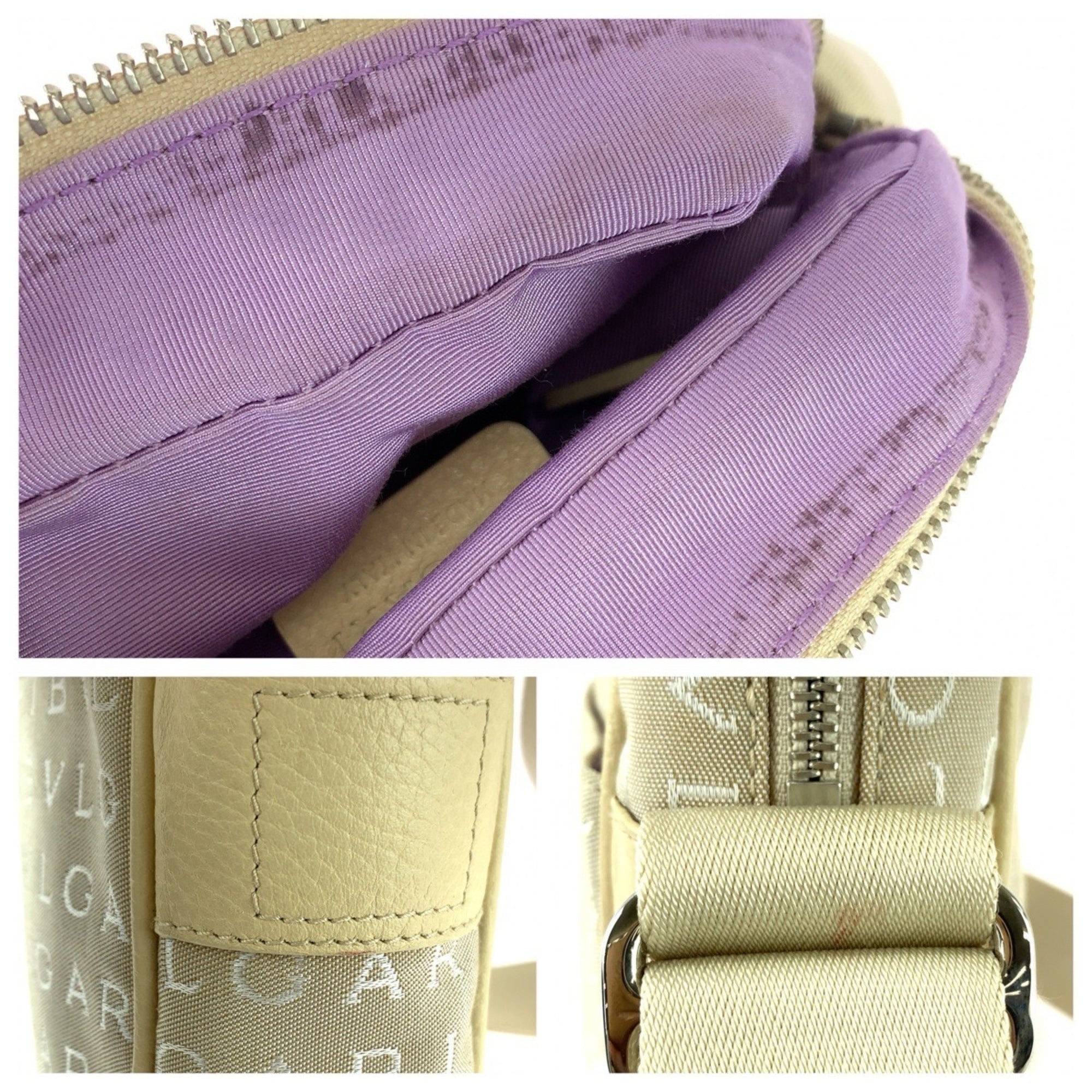 Bvlgari Beige Canvas Leather Shoulder Bag (Pre-Owned)