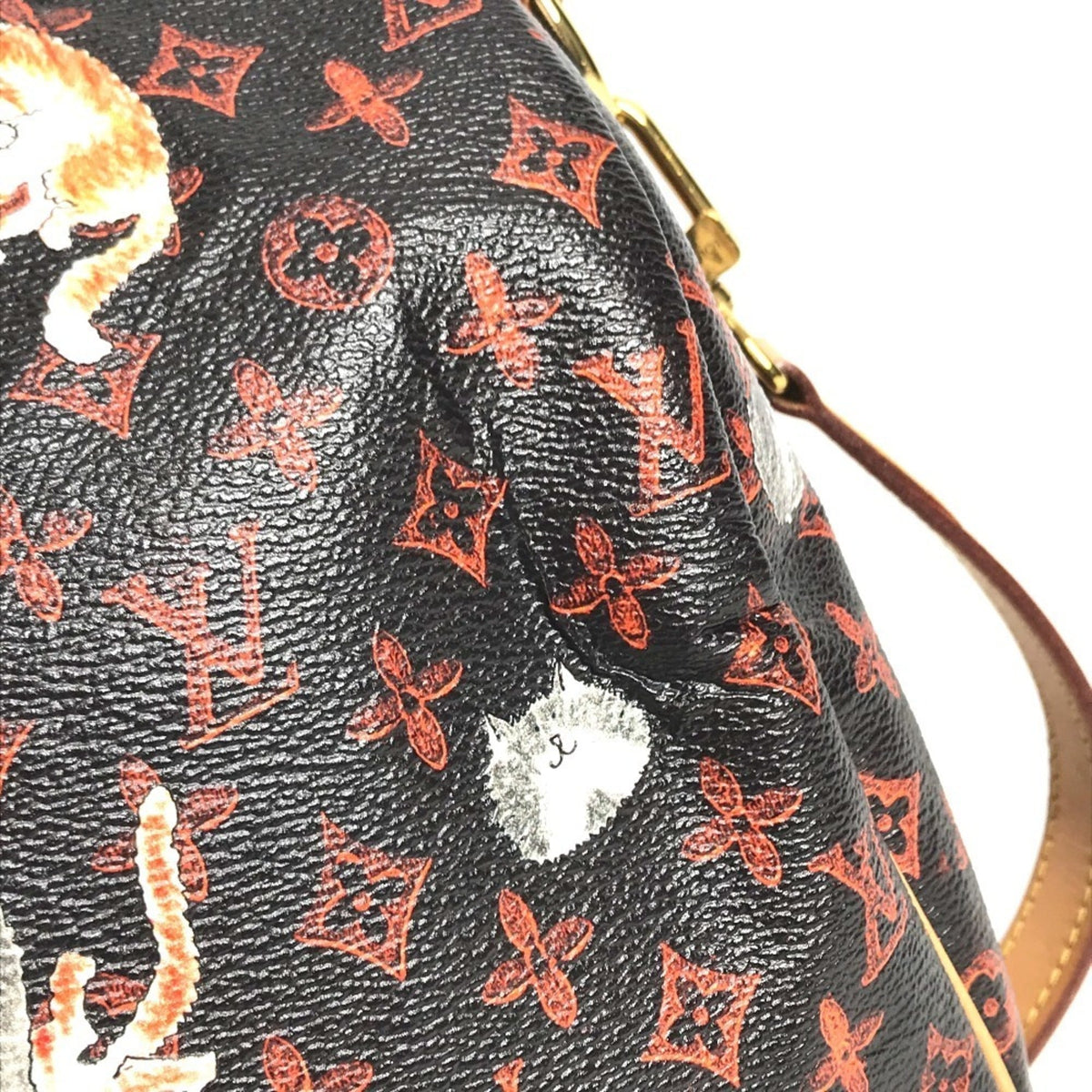 Louis Vuitton Brown Orange Monogram Canvas Boston Bag Handbag Shoulder Bag (Pre-Owned)