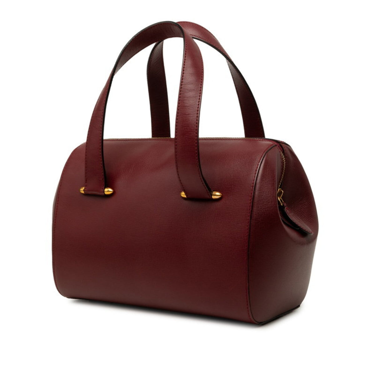 Cartier Bordeaux Wine Red Leather Boston Bag Handbag (Pre-Owned)