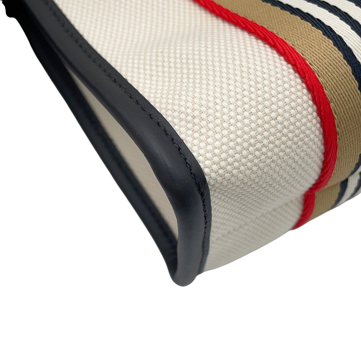 Burberry Beige Black Brown Red Color Canvas Leather Handbag Tote Bag (Pre-Owned)