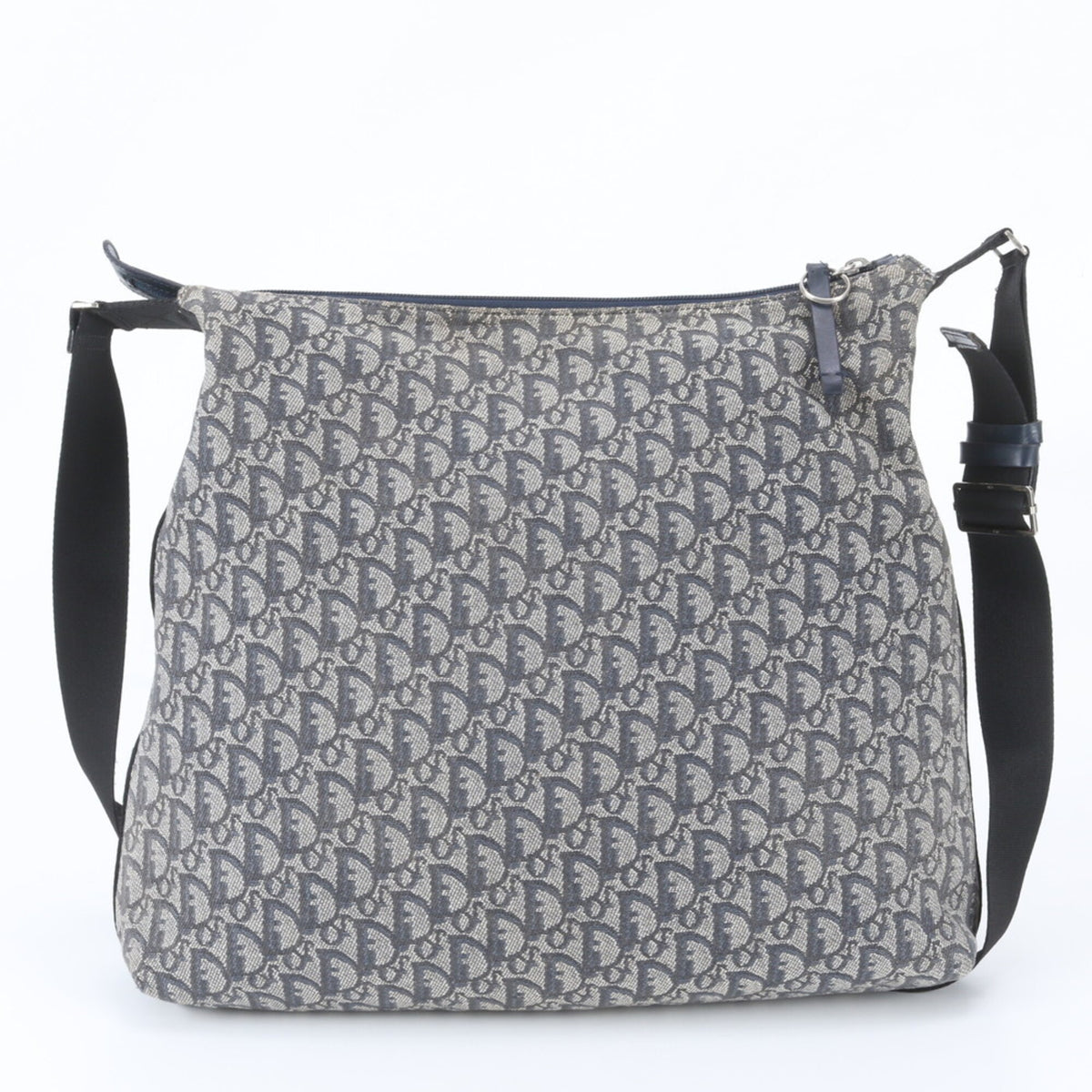 Christian Dior Navy Leather Canvas Messenger Bag Shoulder Bag (Pre-Owned)