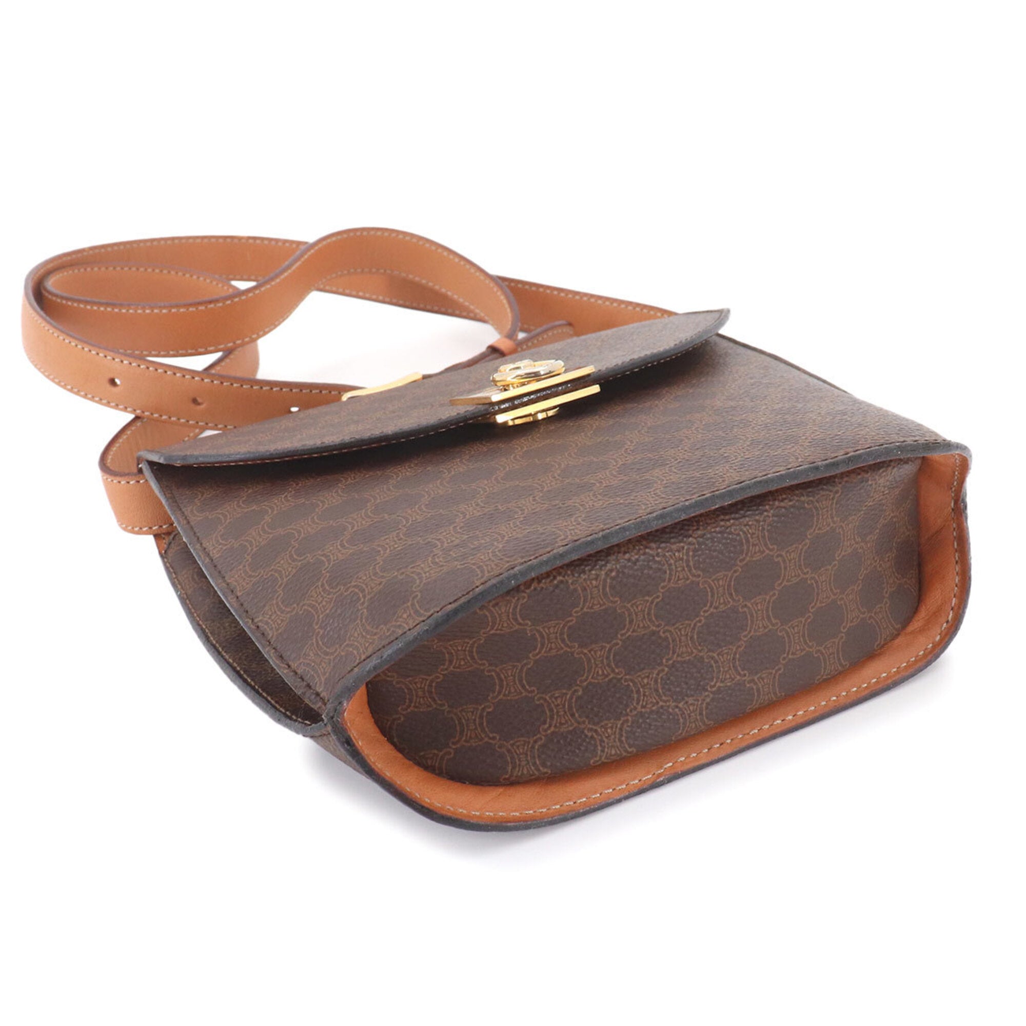 Celine Brown Leather Pvc Handbag Shoulder Bag (Pre-Owned)