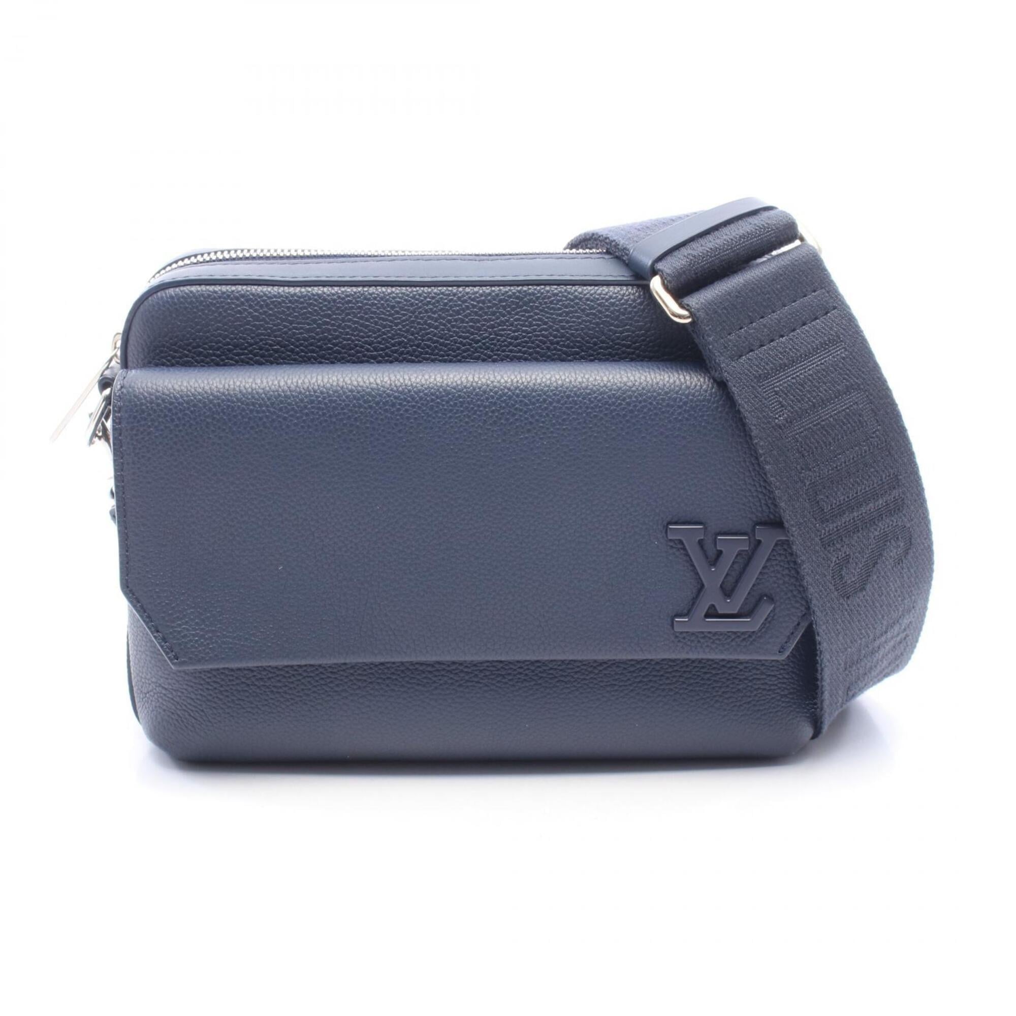 Louis Vuitton Navy Leather Handbag Shoulder Bag (Pre-Owned)