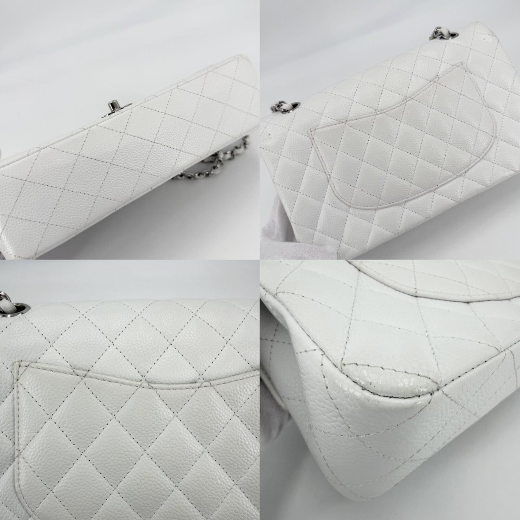 Chanel White Grained Calfskin Shoulder Bag (Pre-Owned)