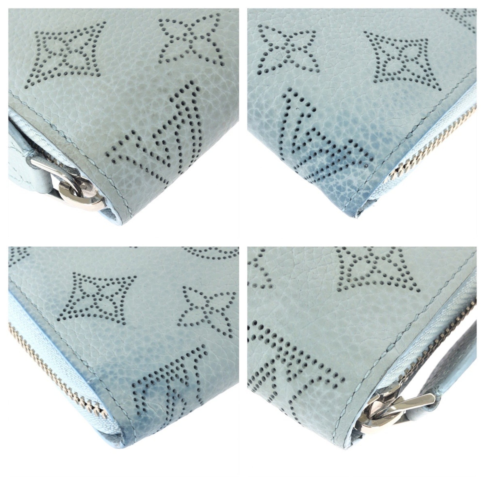 Louis Vuitton Light Blue Leather Long Wallet (Bi-Fold) (Pre-Owned)