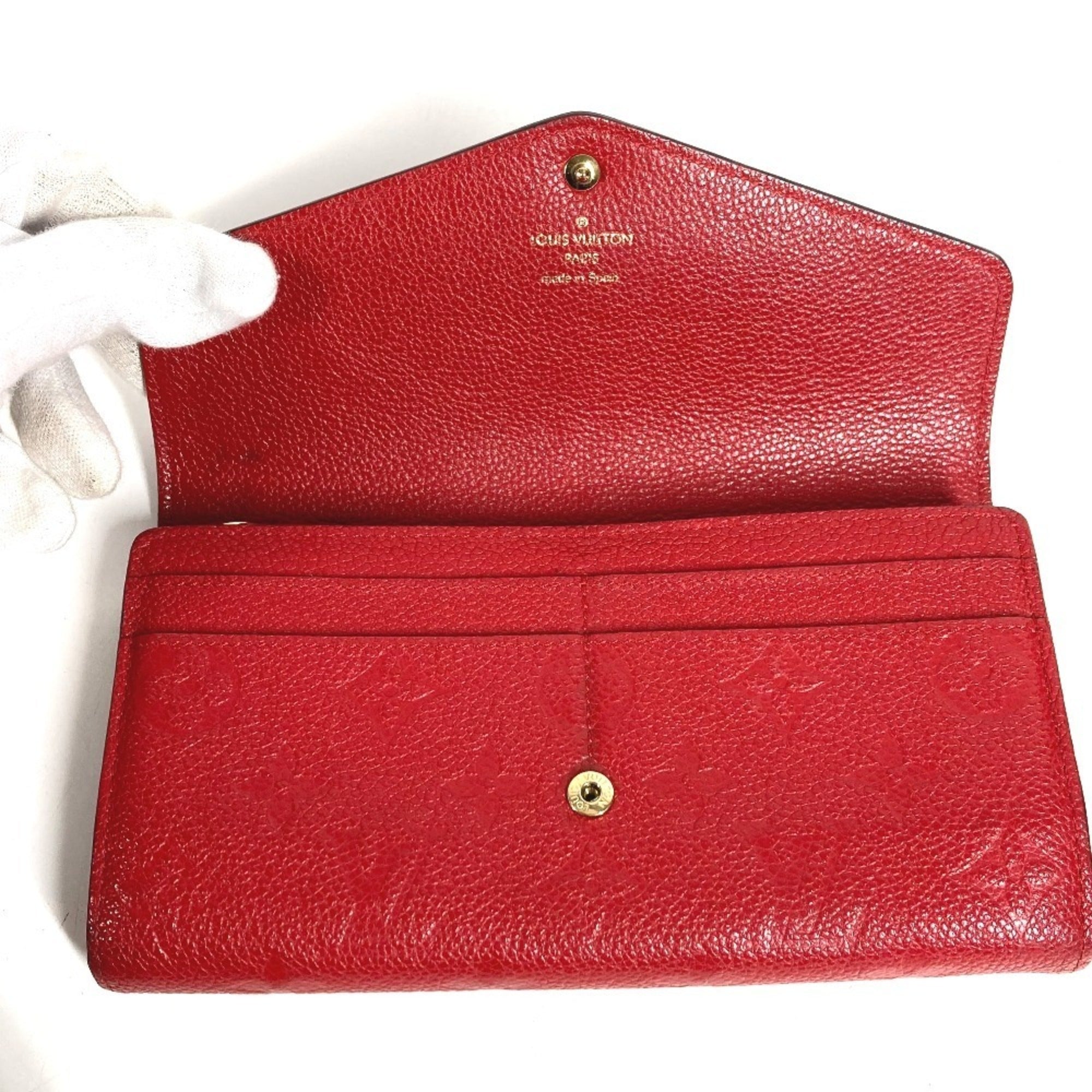 Louis Vuitton Red Color Monogram Empreinte Long Wallet (Bi-Fold) (Pre-Owned)