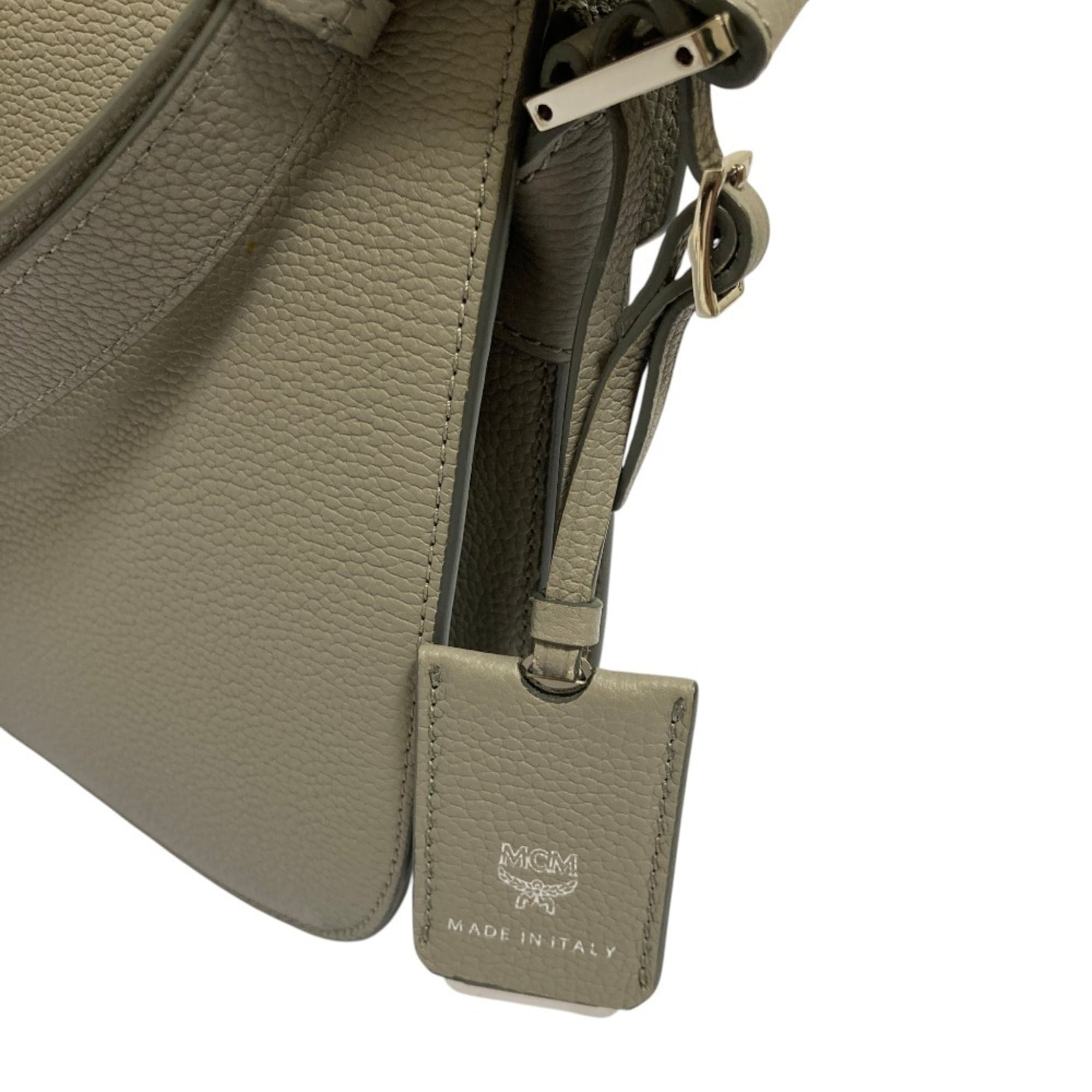 Mcm Gray Leather Shoulder Bag (Pre-Owned)