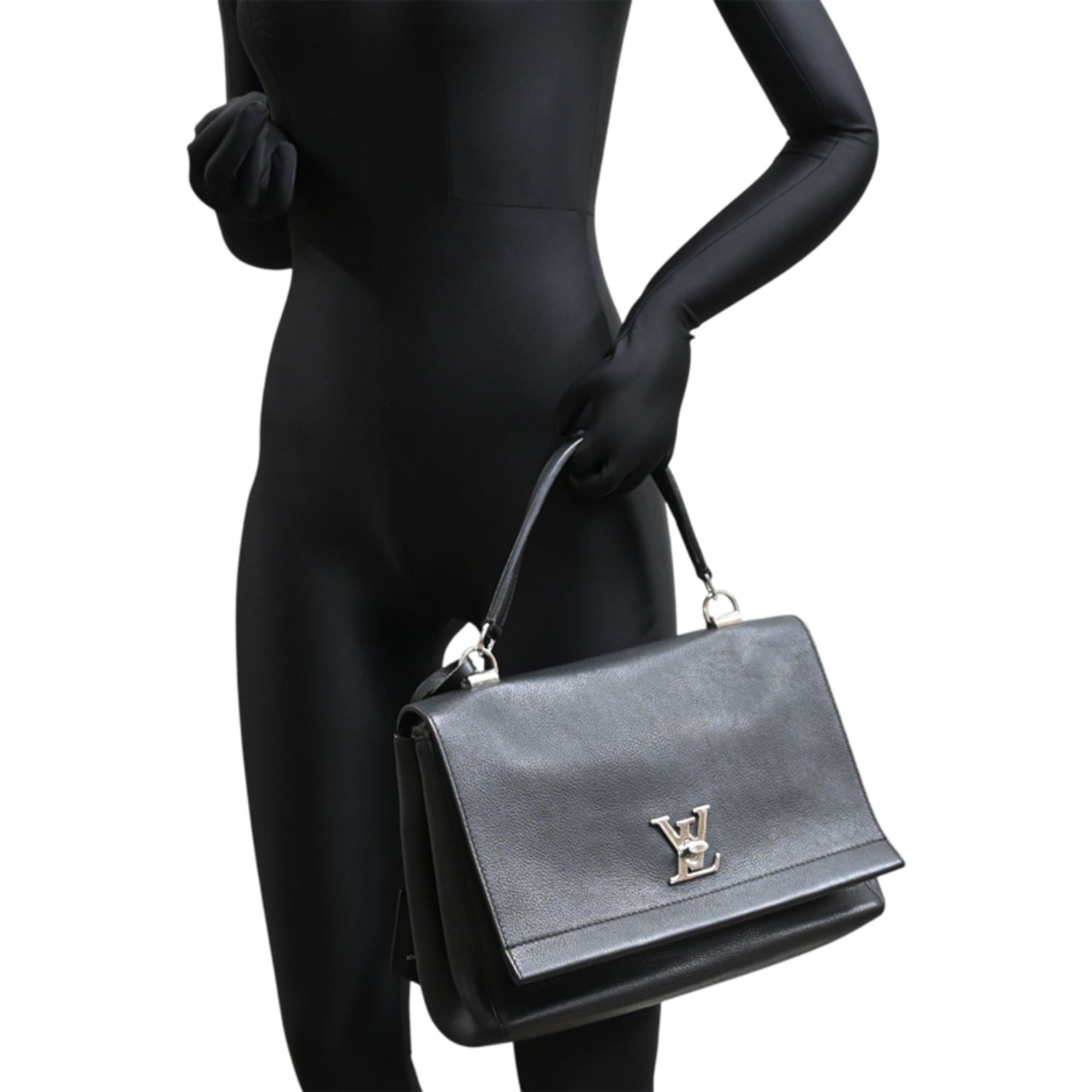 Louis Vuitton Noir Leather Handbag (Pre-Owned)