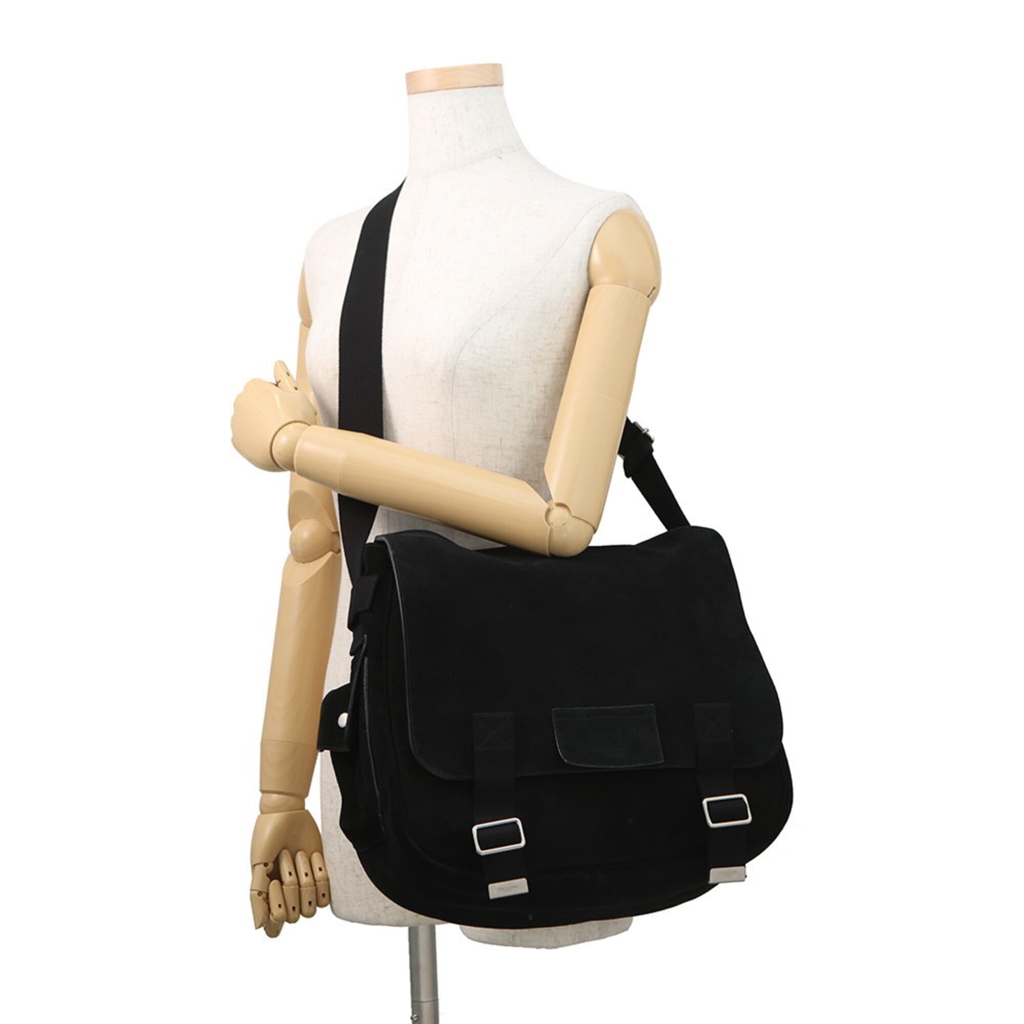 Yves Saint Laurent Black Suede Messenger Bag Shoulder Bag (Pre-Owned)