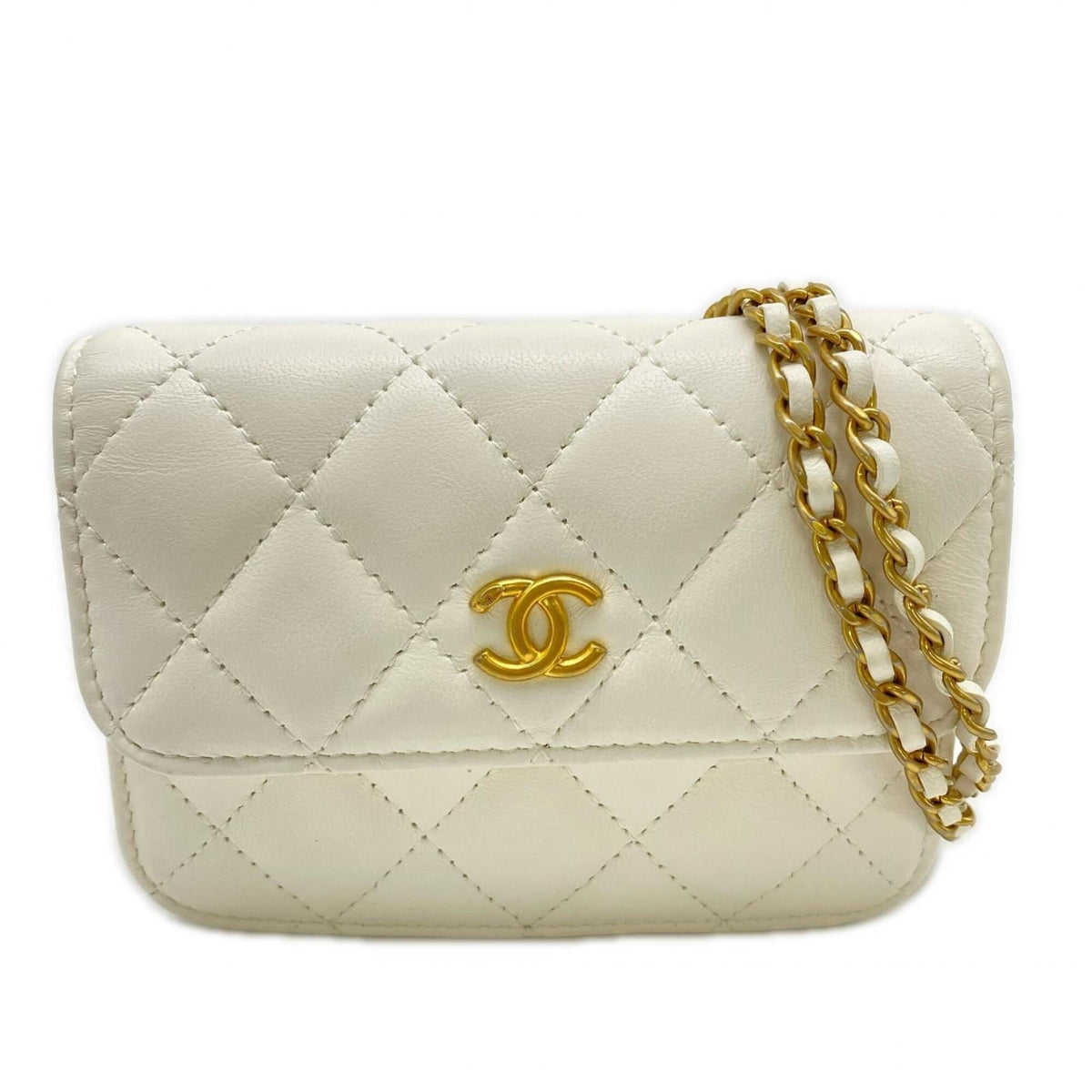 Chanel White Leather Shoulder Bag (Pre-Owned)