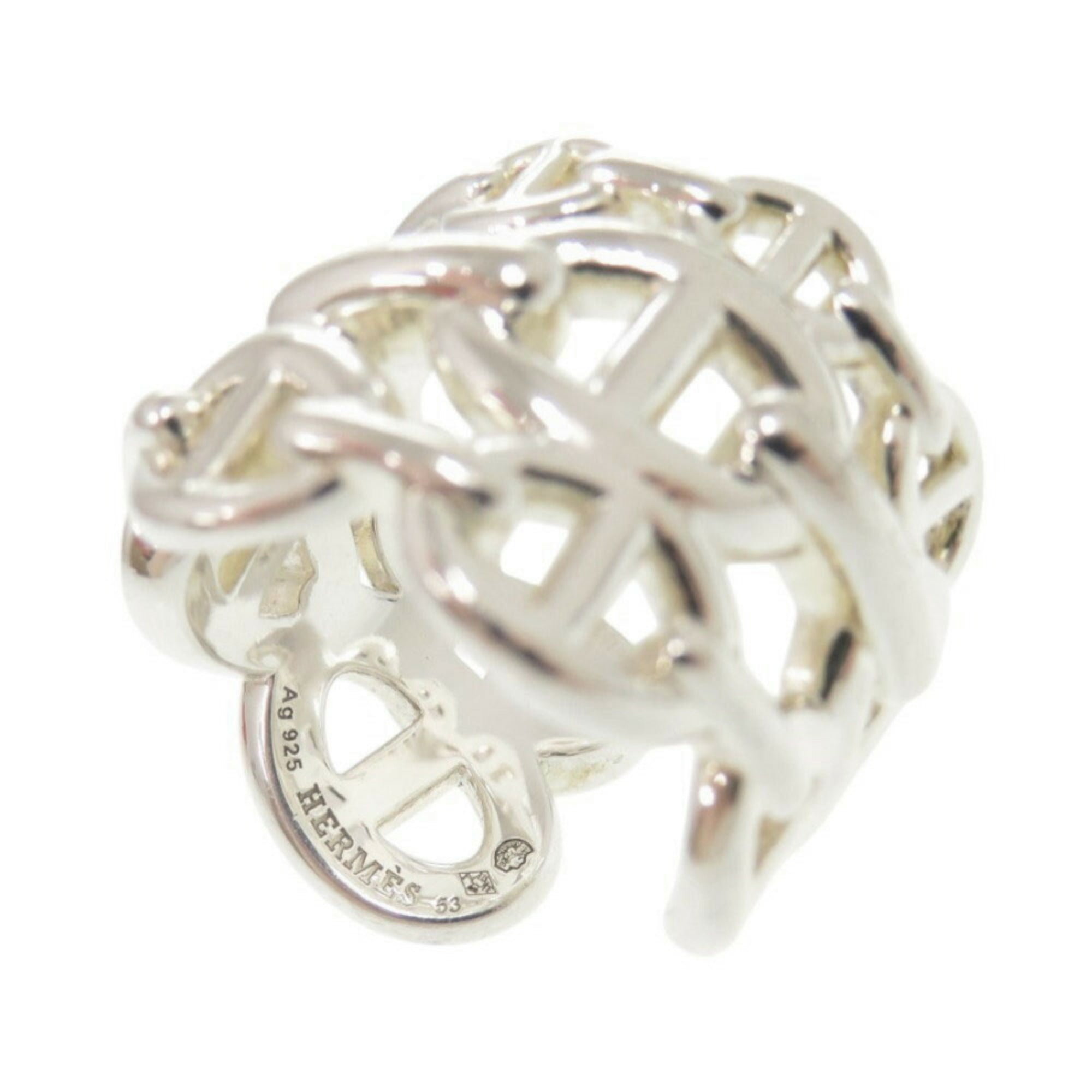 Hermes Silver Silver 925 Band Ring (Pre-Owned)