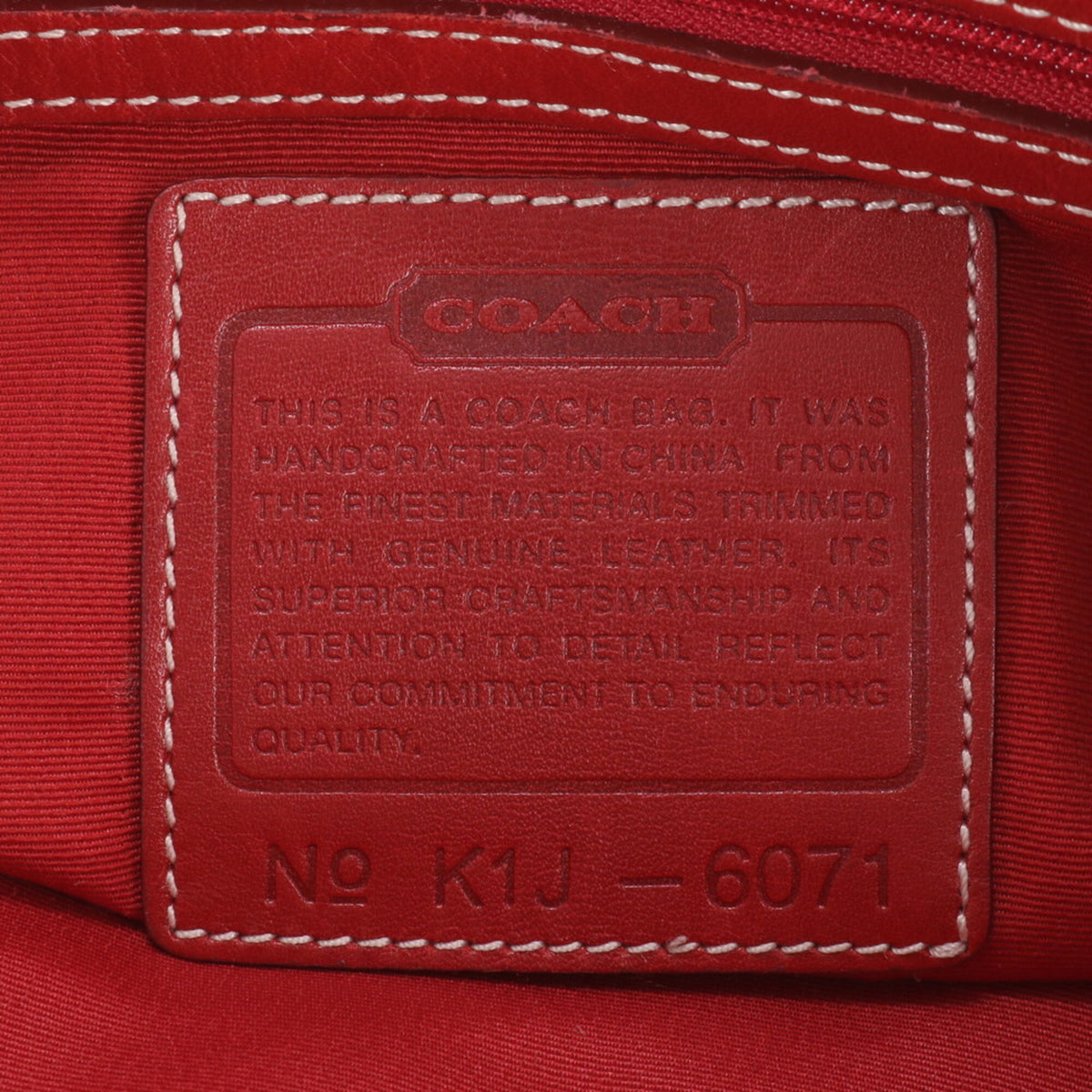 Coach Beige Red Color Leather Canvas Handbag Shoulder Bag Tote Bag (Pre-Owned)