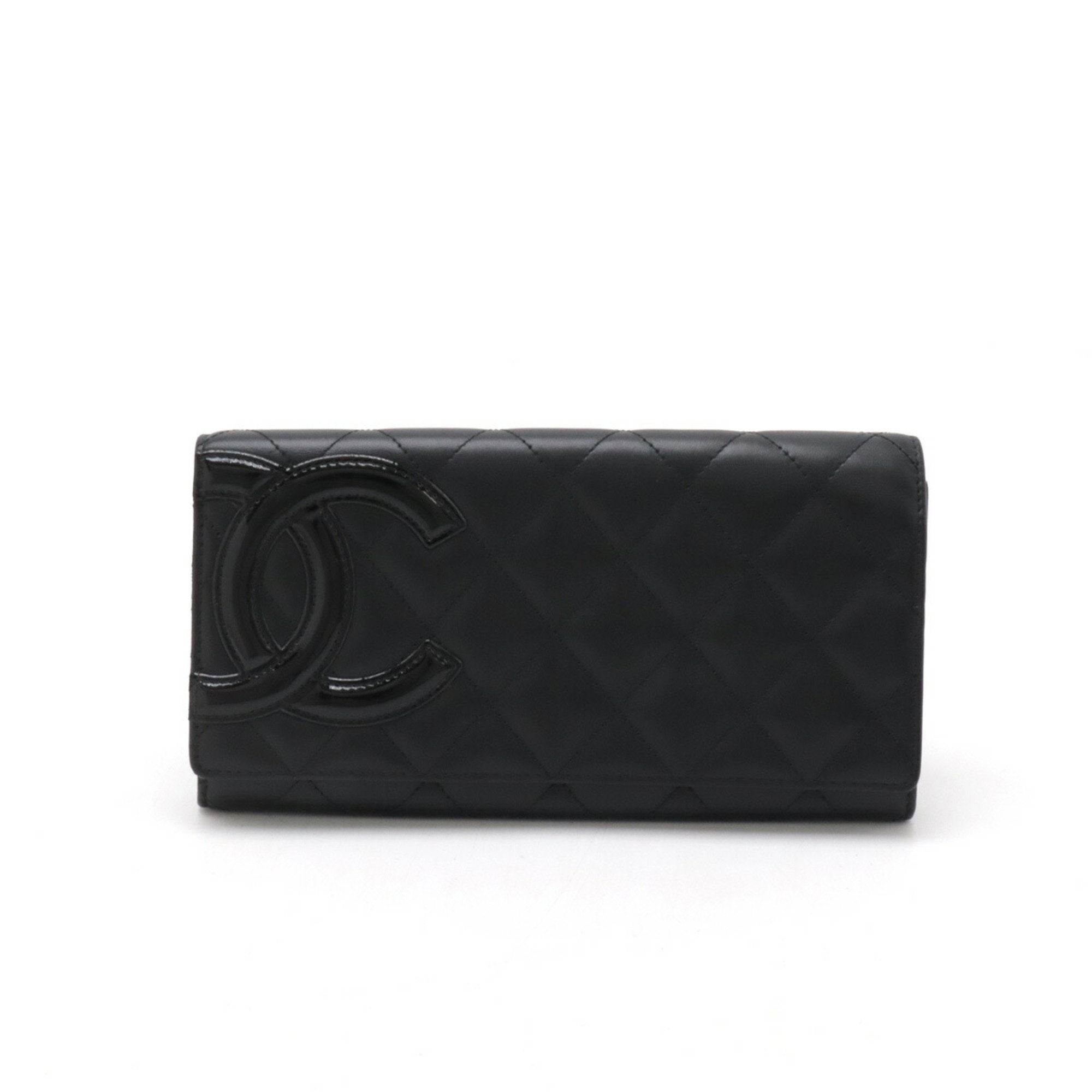 Chanel Black Pink Leather Long Wallet (Bi-Fold) (Pre-Owned)