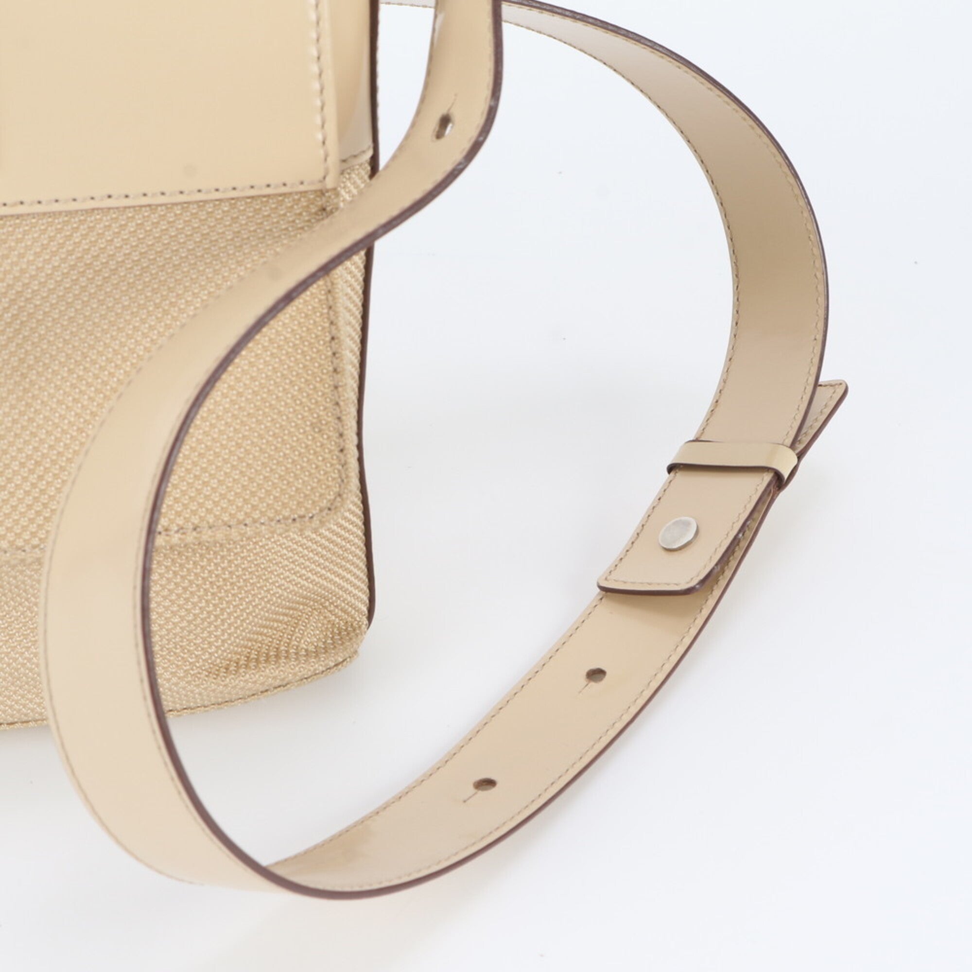Celine Beige Leather Canvas Crossbody Bag Handbag Shoulder Bag Tote Bag (Pre-Owned)