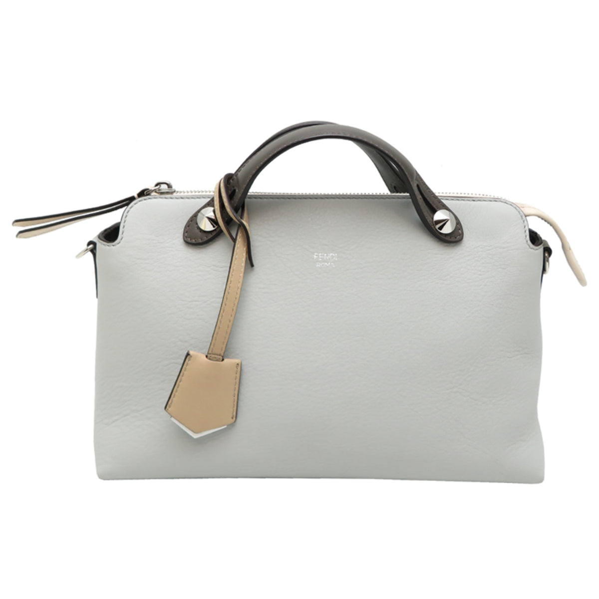 Fendi Beige Light Blue Leather Handbag (Pre-Owned)