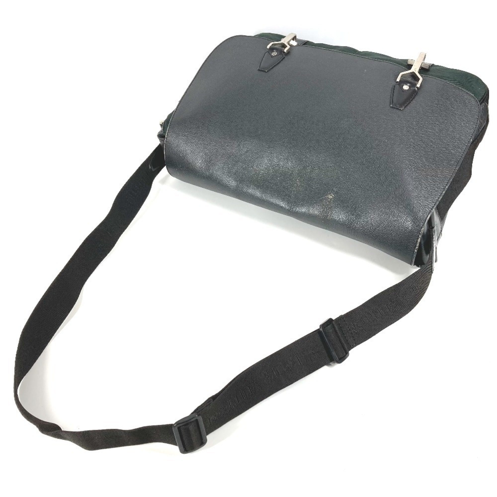Louis Vuitton Taiga Black Khaki Taiga Leather Nylon Messenger Bag Shoulder Bag (Pre-Owned)