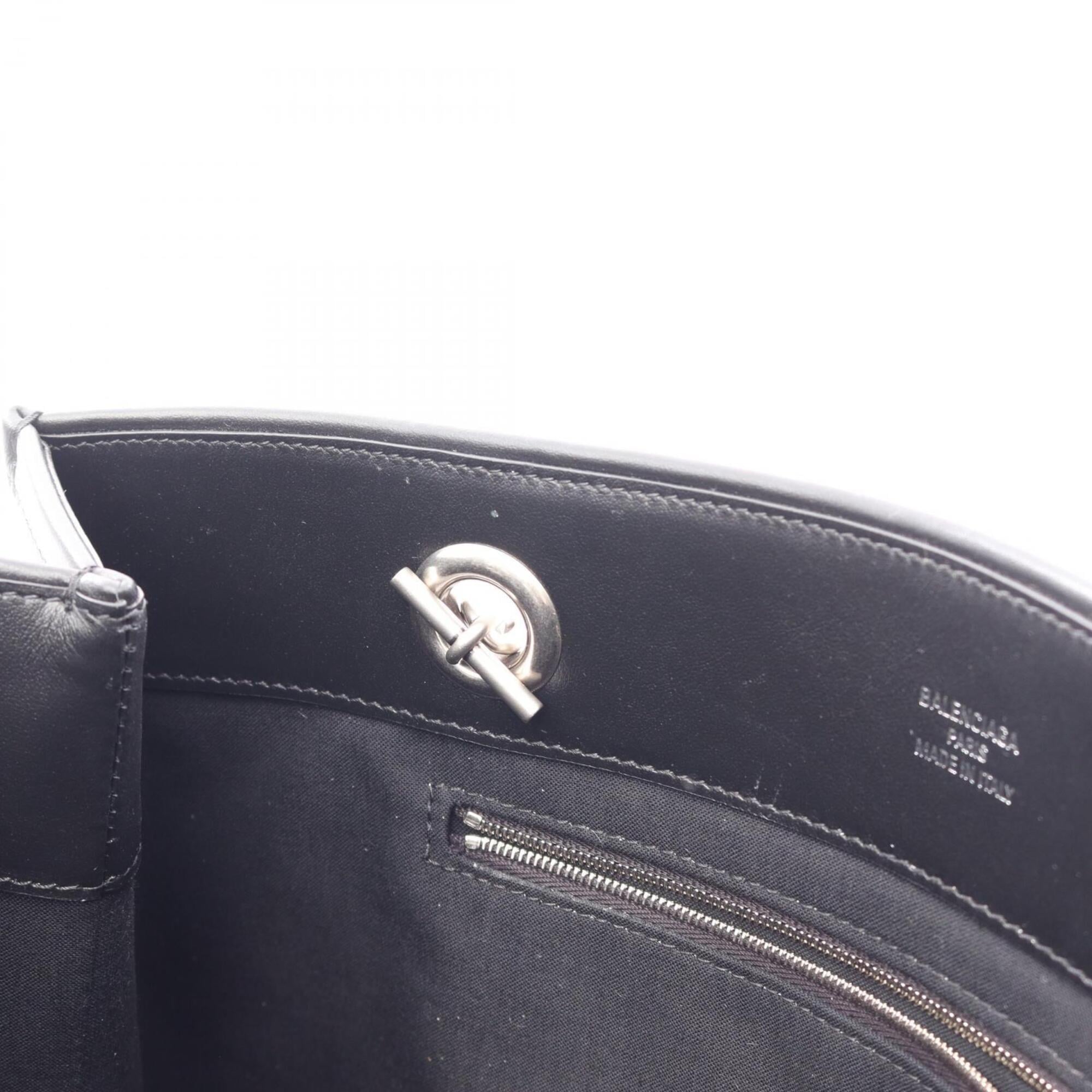 Balenciaga Black Gray Canvas Leather Handbag Tote Bag (Pre-Owned)