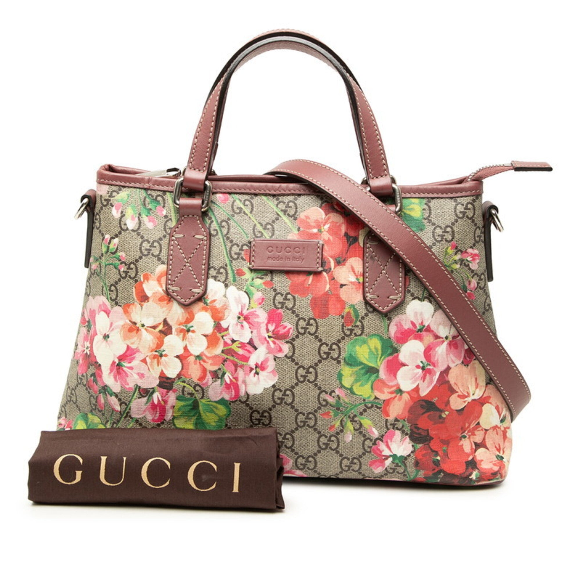 Gucci Gg Blooms Beige Pink Pvc Leather Handbag Shoulder Bag (Pre-Owned)