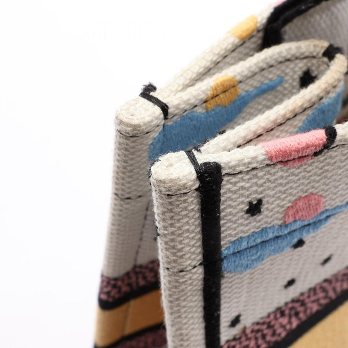 Christian Dior Multi-Color White Canvas Handbag Tote Bag (Pre-Owned)