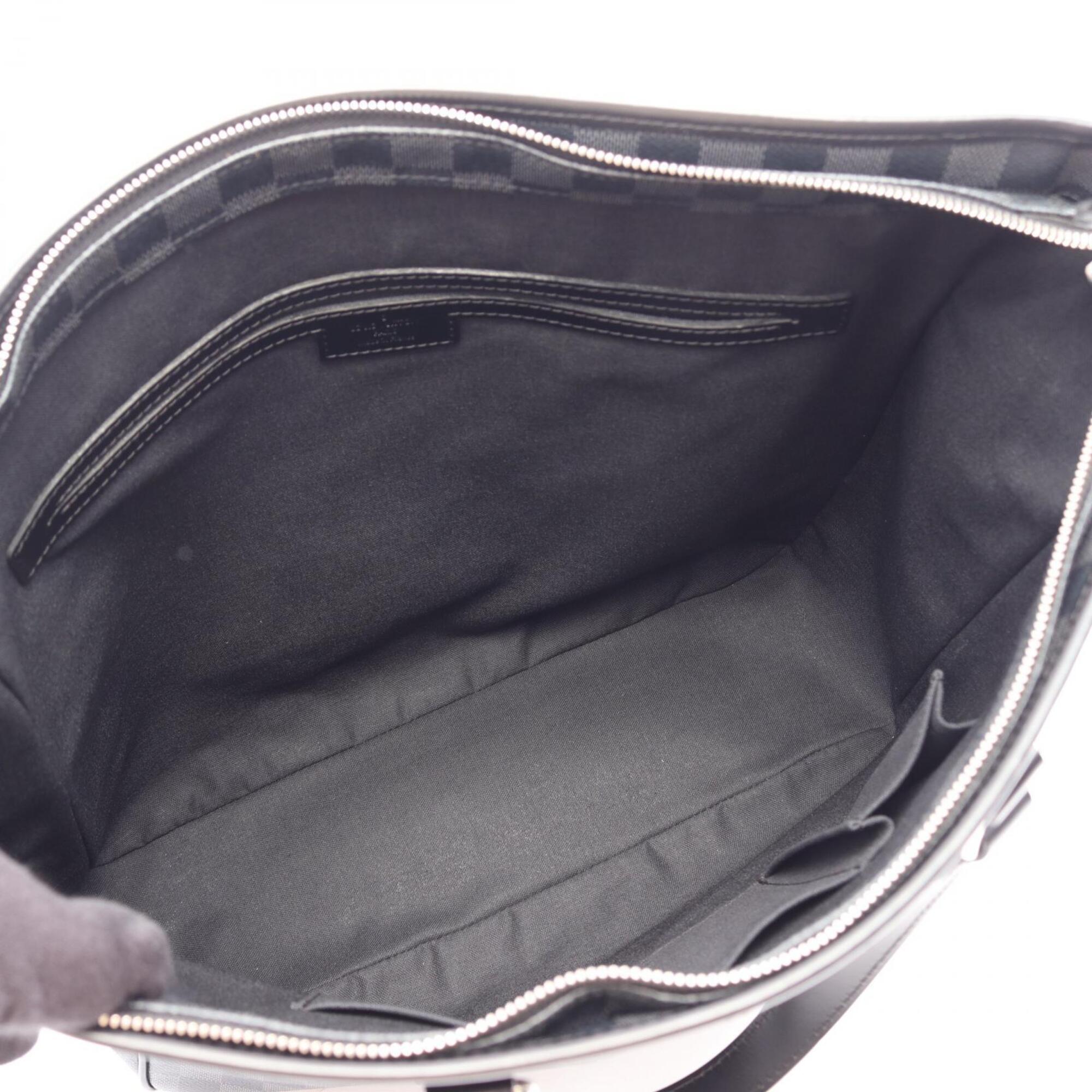 Louis Vuitton Black Coated Canvas Leather Handbag Tote Bag (Pre-Owned)