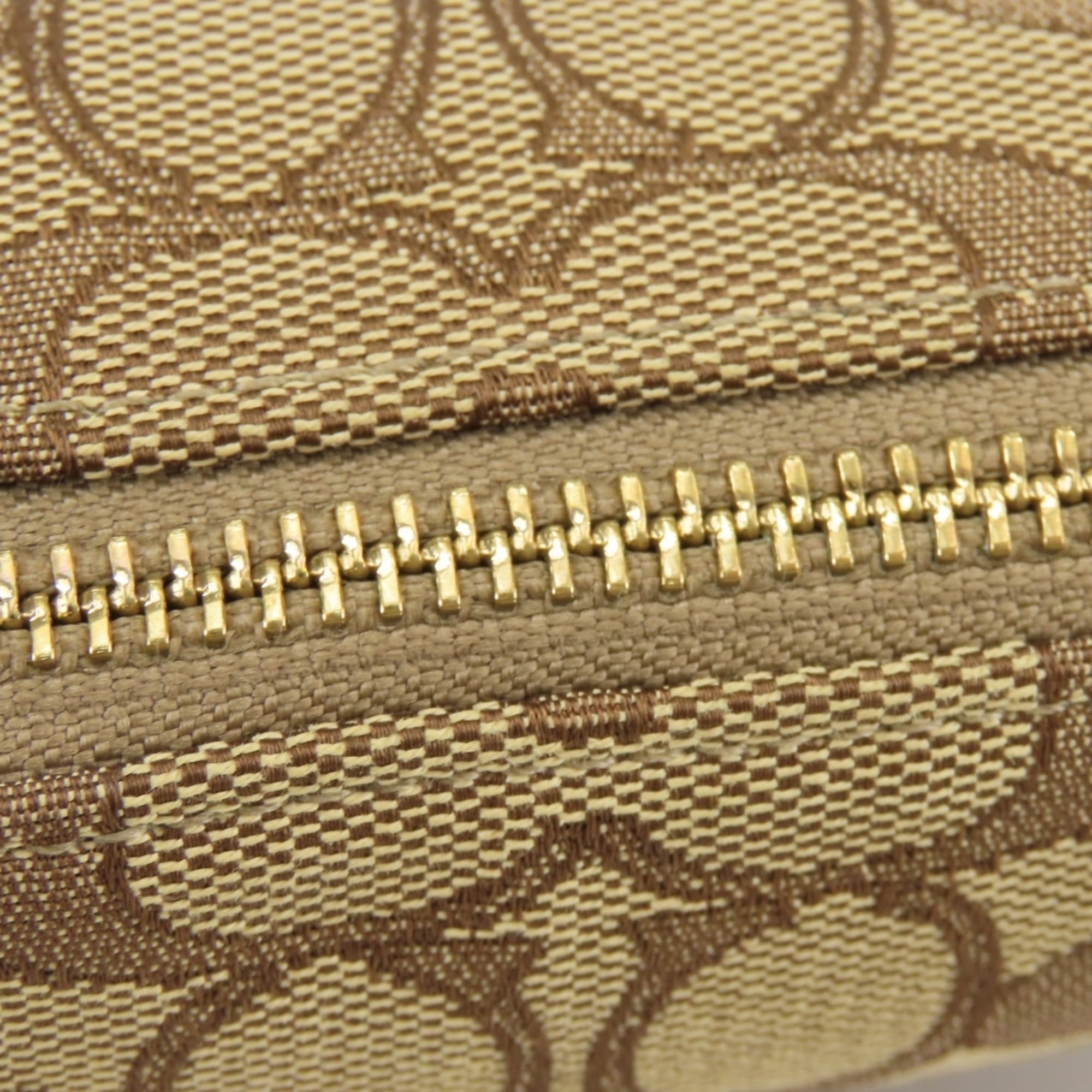 Coach Signature Beige Red Color Canvas Leather Shoulder Bag (Pre-Owned)