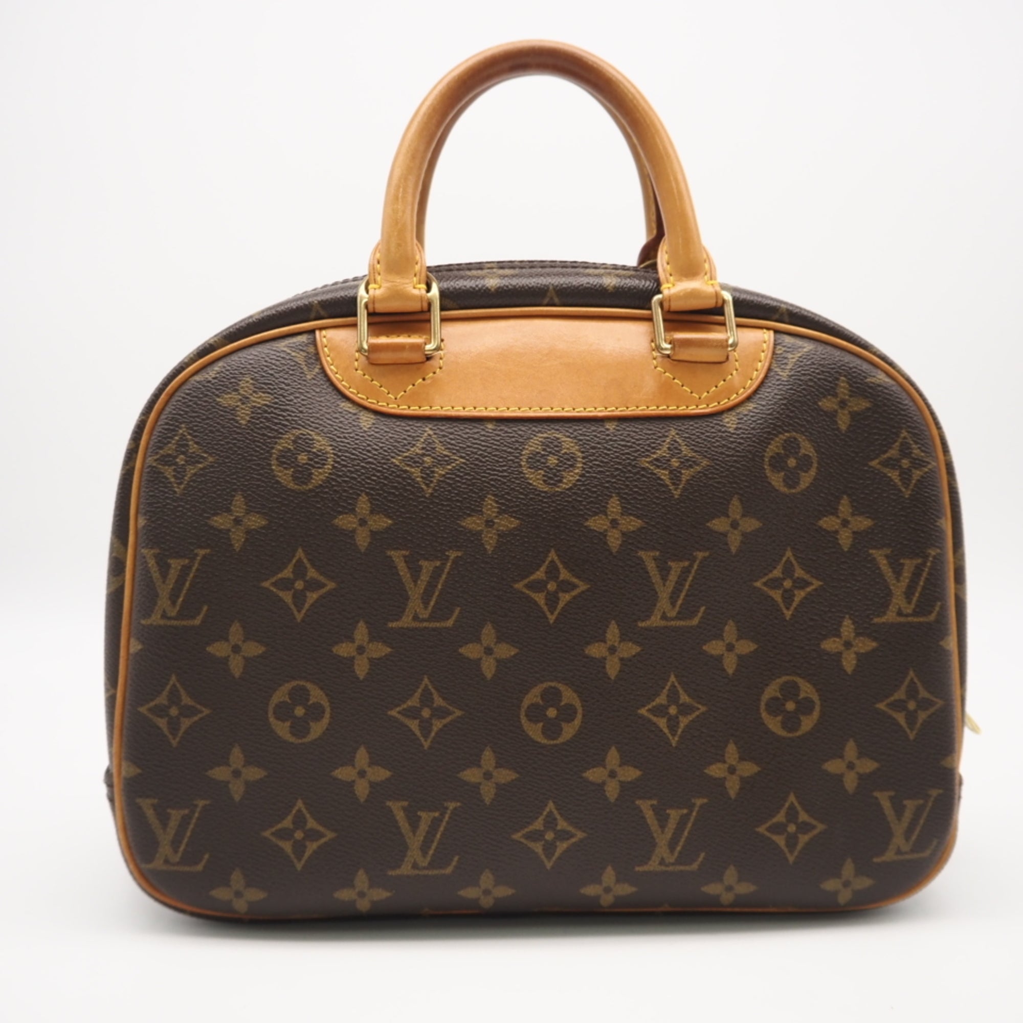Louis Vuitton Monogram Beige Brown Coated Canvas Leather Handbag (Pre-Owned)