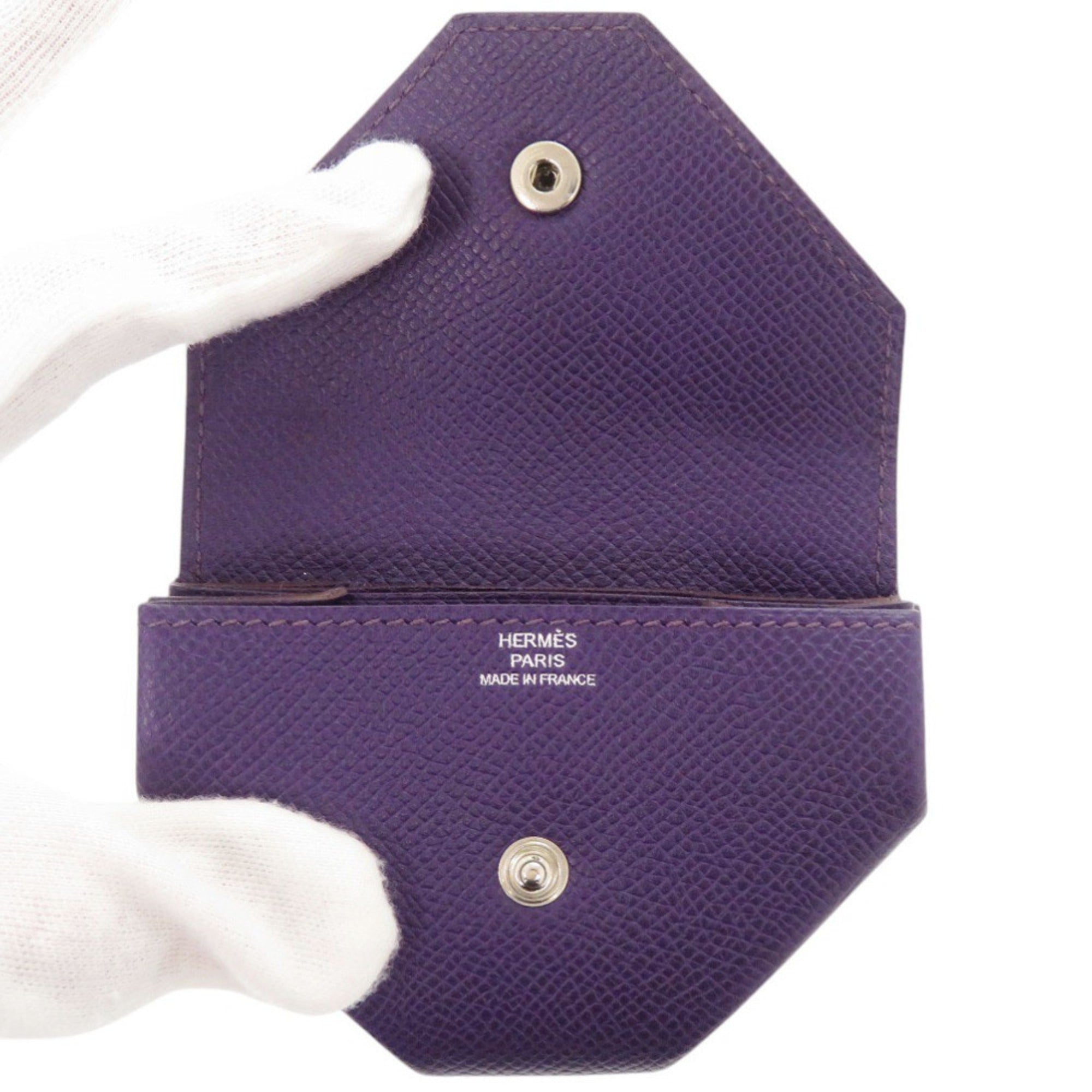 Hermes Purple Epsom Leather Coin Purse/Coin Case (Pre-Owned)