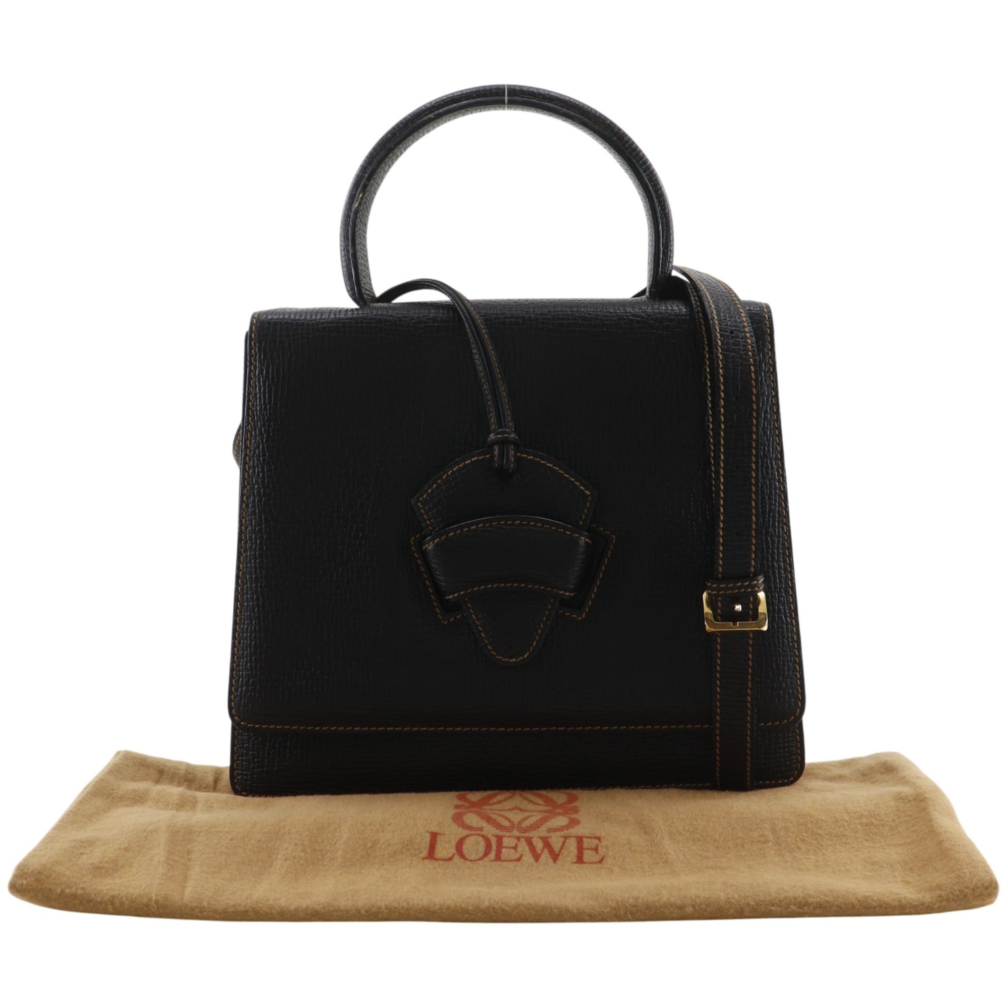 Loewe Barcelona Black Leather Handbag (Pre-Owned)