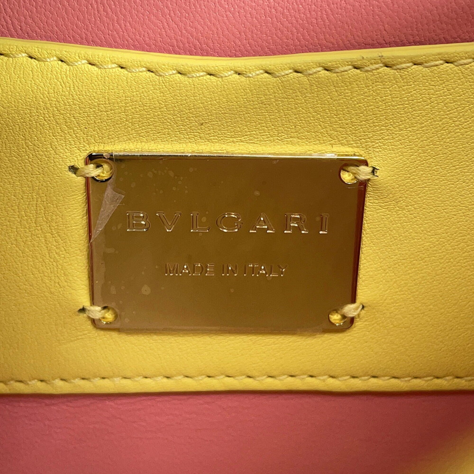 Bvlgari Yellow Leather Handbag Shoulder Bag (Pre-Owned)