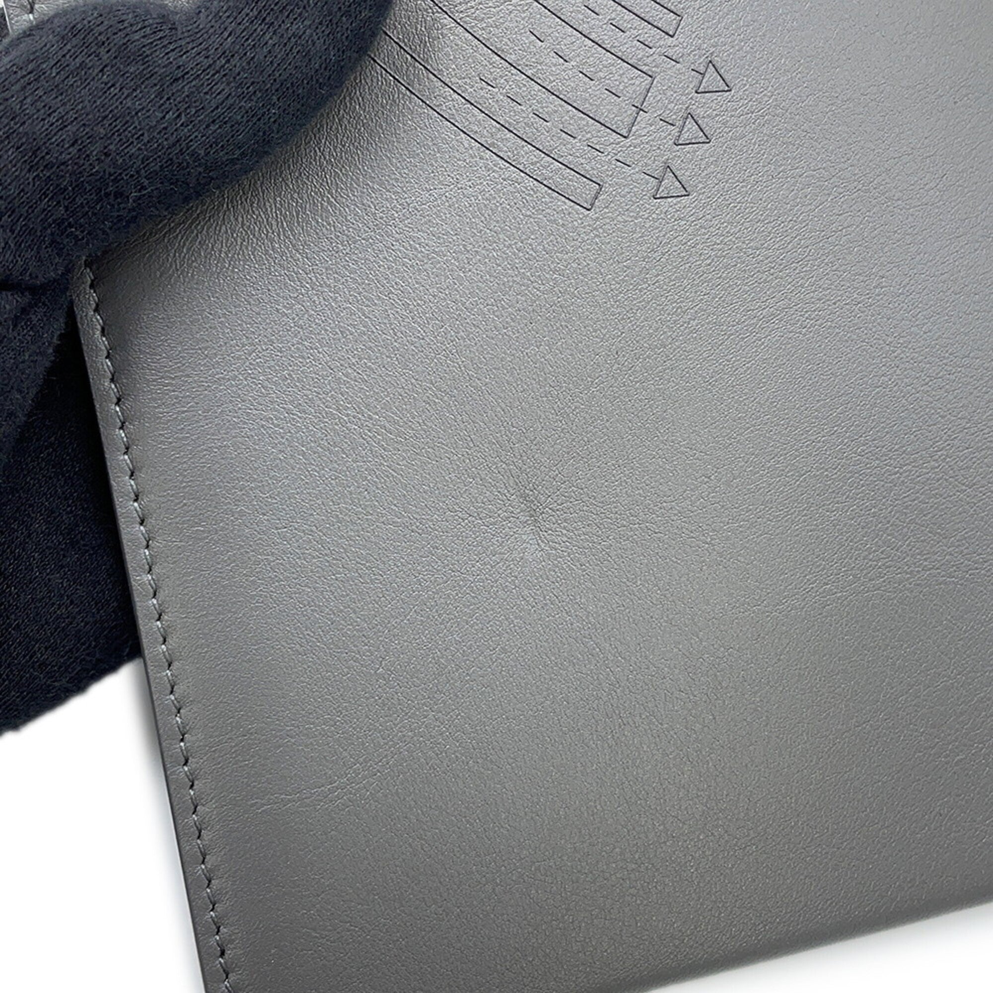Christian Dior Gray Leather Clutch Bag Handbag (Pre-Owned)