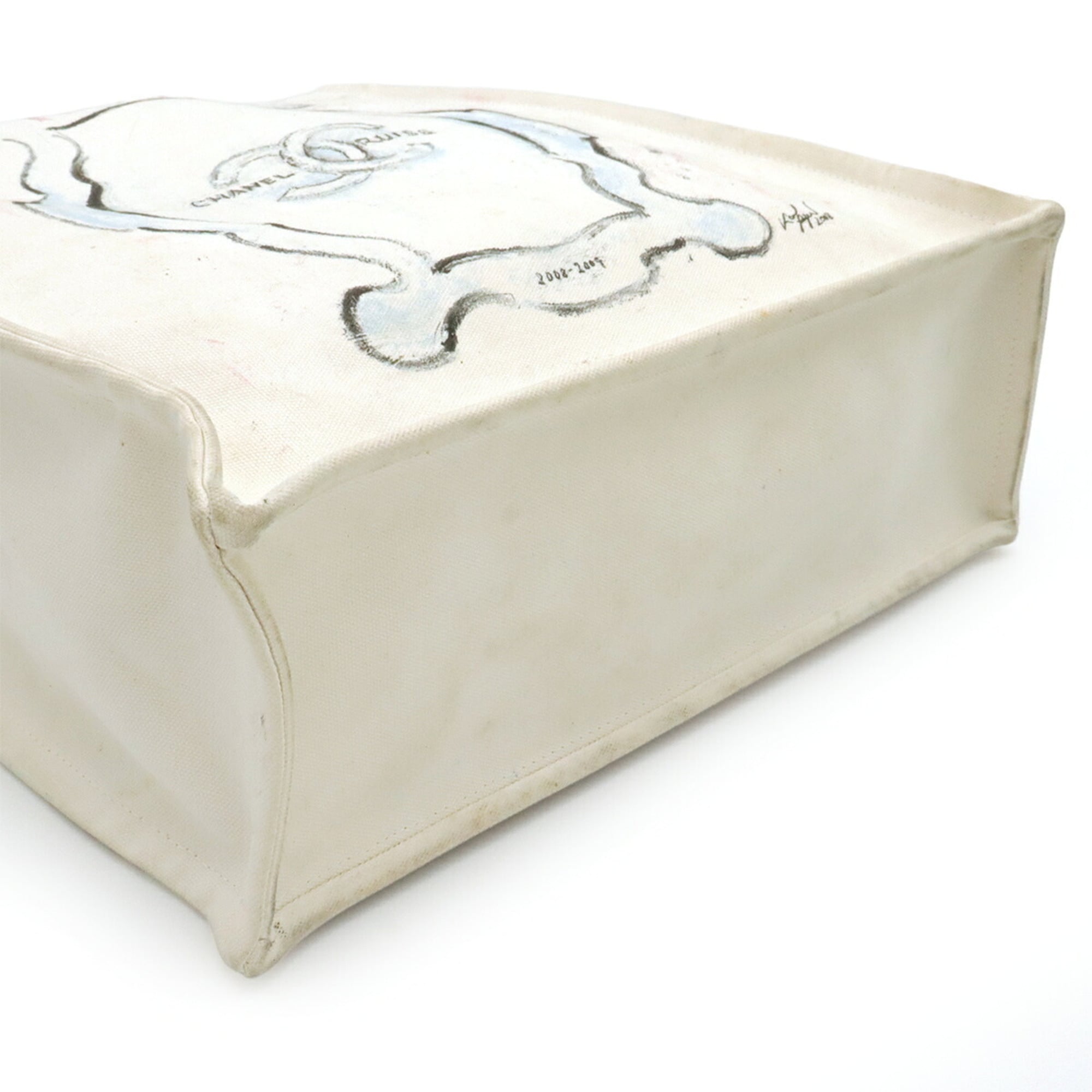Chanel Ivory Canvas Shoulder Bag Tote Bag (Pre-Owned)