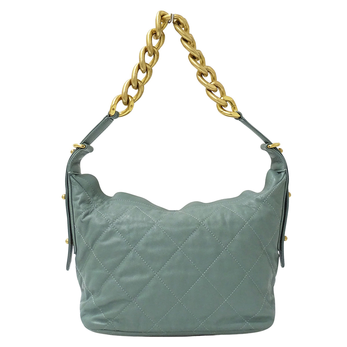 Chanel Green Leather Handbag Shoulder Bag (Pre-Owned)