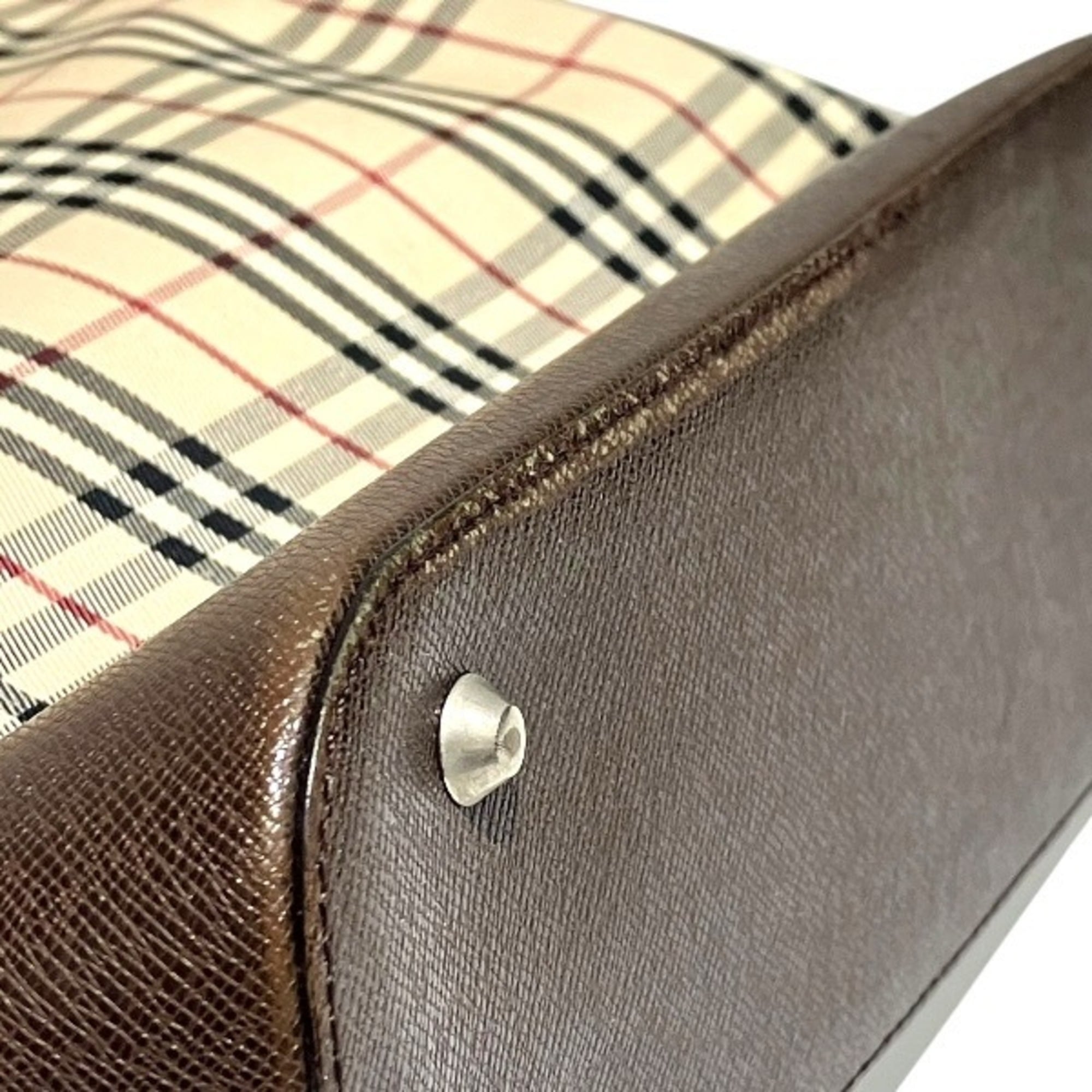 Burberry Beige Nylon Canvas Leather Shoulder Bag (Pre-Owned)